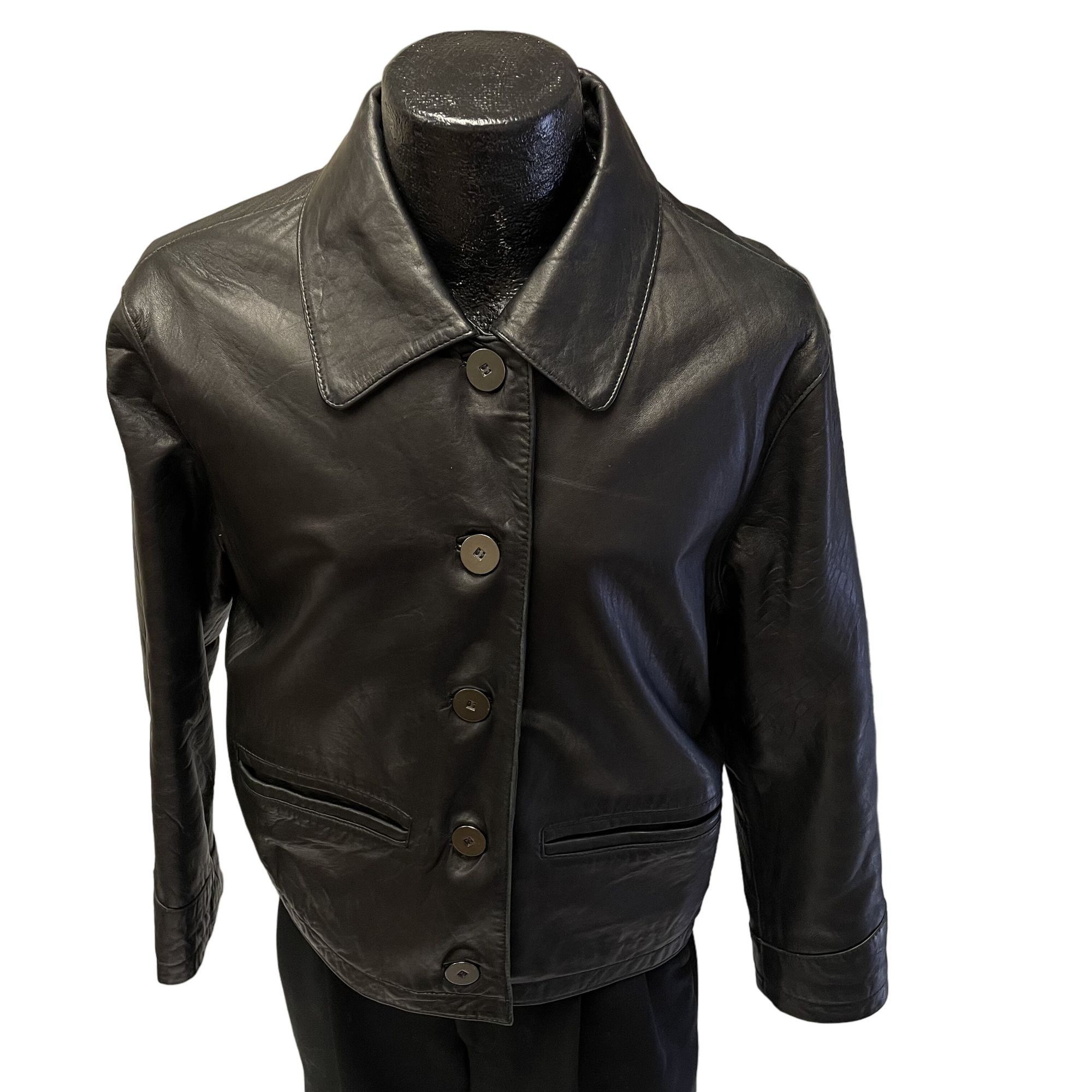 Express Vtg Express Black GLOVE Leather Btn Coat Thinsulate Jacket Size S / US 4 / IT 40 - 2 Thumbnail