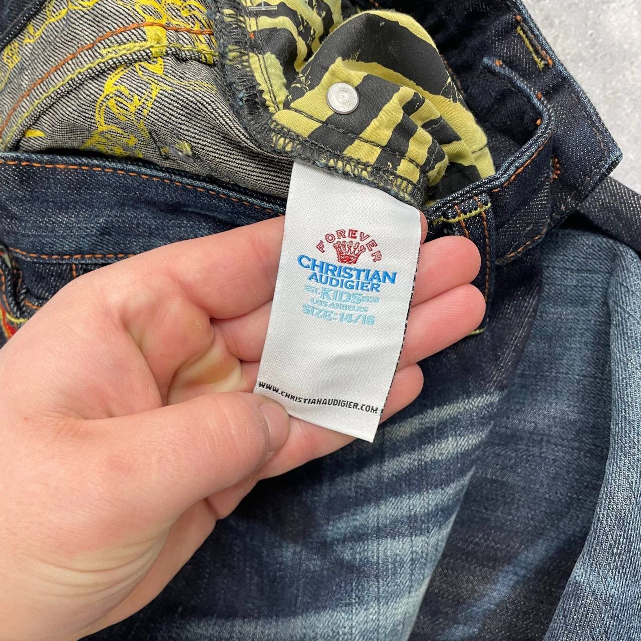 Christian Audigier × Ed Hardy Christian Audigier Kids Forever Dagger Jeans Blue Size 14/16 Size 27" / US 4 / IT 40 - 17 Thumbnail