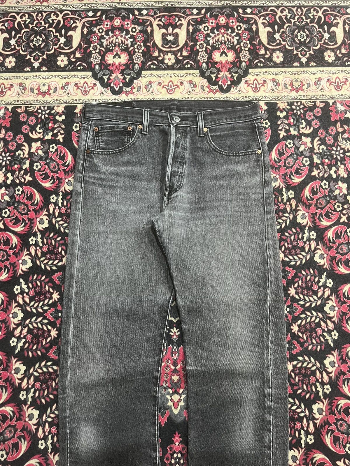Levi's Vintage Y2K 501 Grey Washed Buttonfly Straight Leg Jeans Size US 32 / EU 48 - 3 Thumbnail