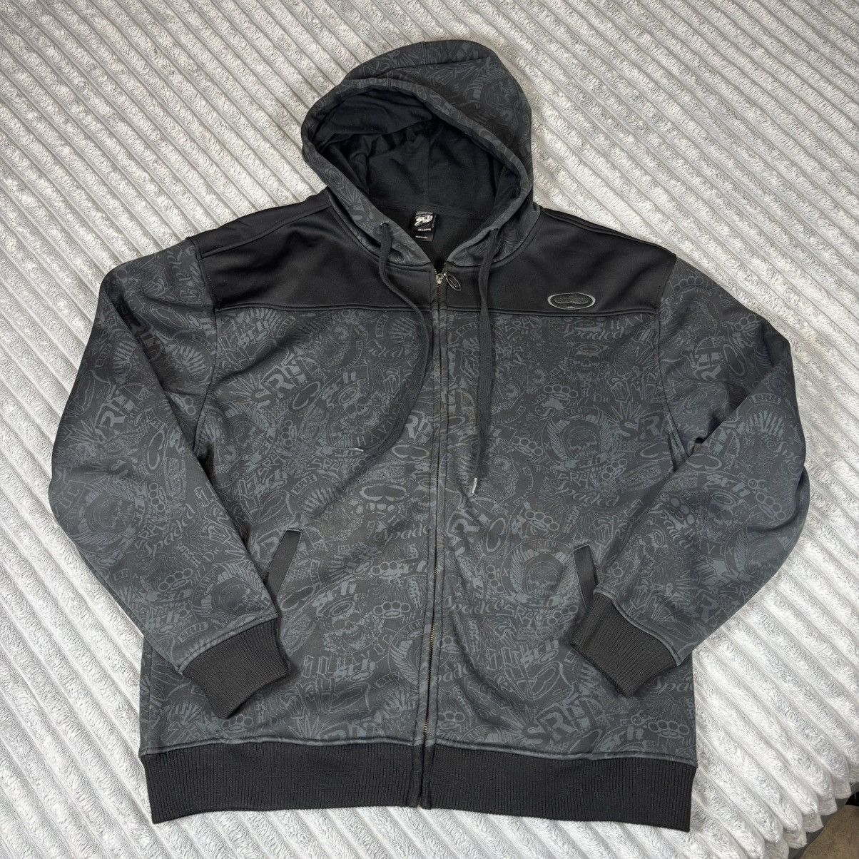 Vintage Men’s 2xL SRH All Over Print Skulls 2000s Y2K hoodie