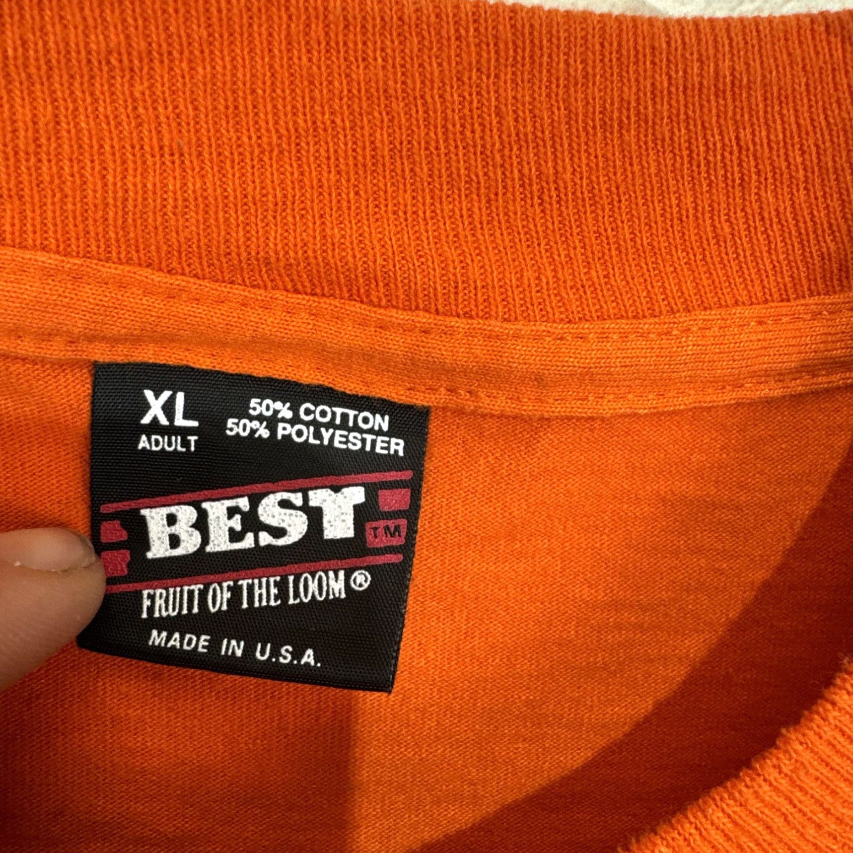 Fruit Of The Loom VINTAGE Fruit of the Loom T-Shirt Adult Men 90s Halloween Orange XL Cotton Blend Graphic Print Skeleton Dancing Crew Neck Short Sleeve Mens Size US XL / EU 56 / 4 - 3 Thumbnail