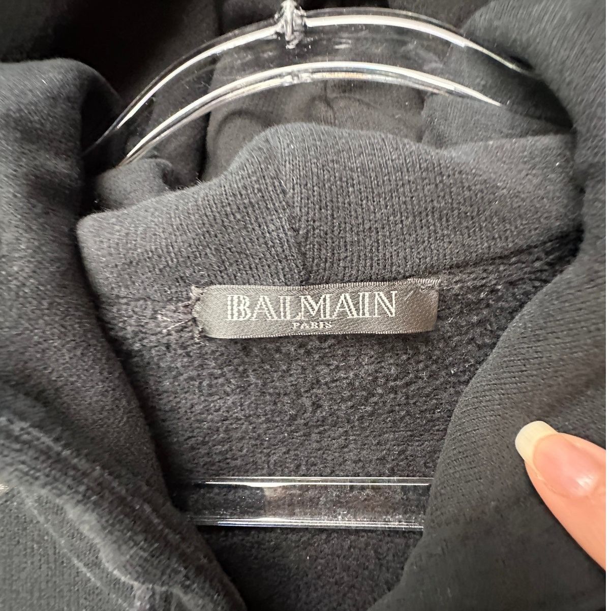 Balmain Balmain Black Moto Hoodie Leather-Shoulder Zip Sweatshirt M Size US M / EU 48-50 / 2 - 7 Thumbnail