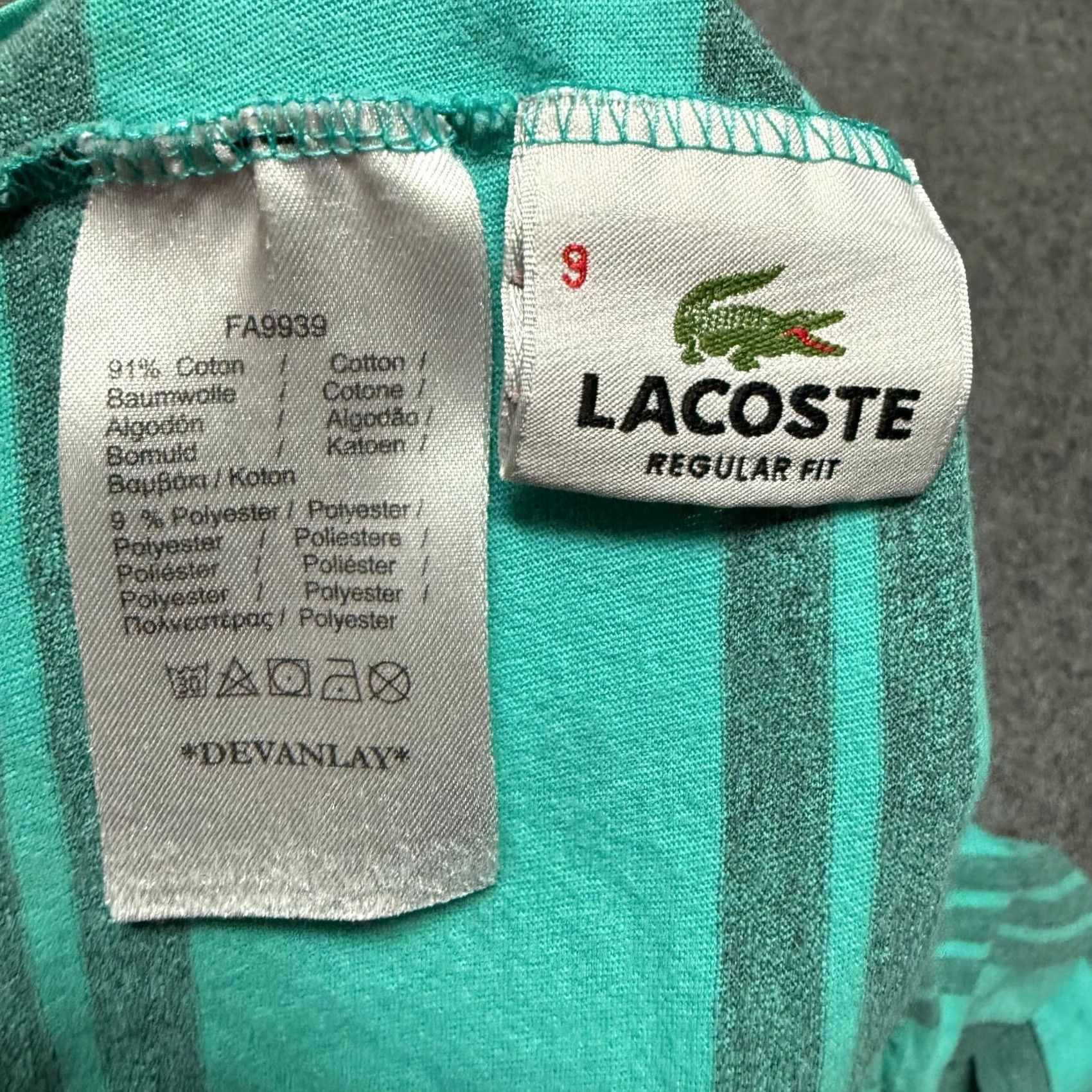 Lacoste Lacoste Polo Shirt Mens 9 Blue Striped Short Sleeve Cotton Blend Shirt Polo Casual Activewear Travel Mens Blue Striped 9 Size US M / EU 48-50 / 2 - 5 Thumbnail