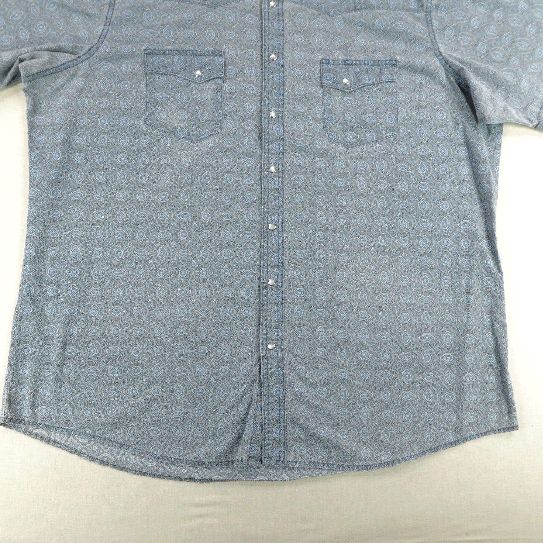 Wrangler Wrangler Wrancher Shirt Mens Large Blue Western Pearl Snap Paisley Rodeo Cowboy Size US L / EU 52-54 / 3 - 4 Thumbnail