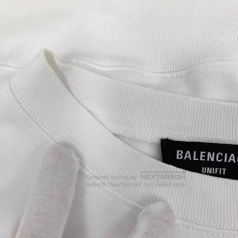 Balenciaga Balenciaga White Logo Letter Embroidered Cotton Round Neck Size US S / EU 44-46 / 1 - 8 Thumbnail