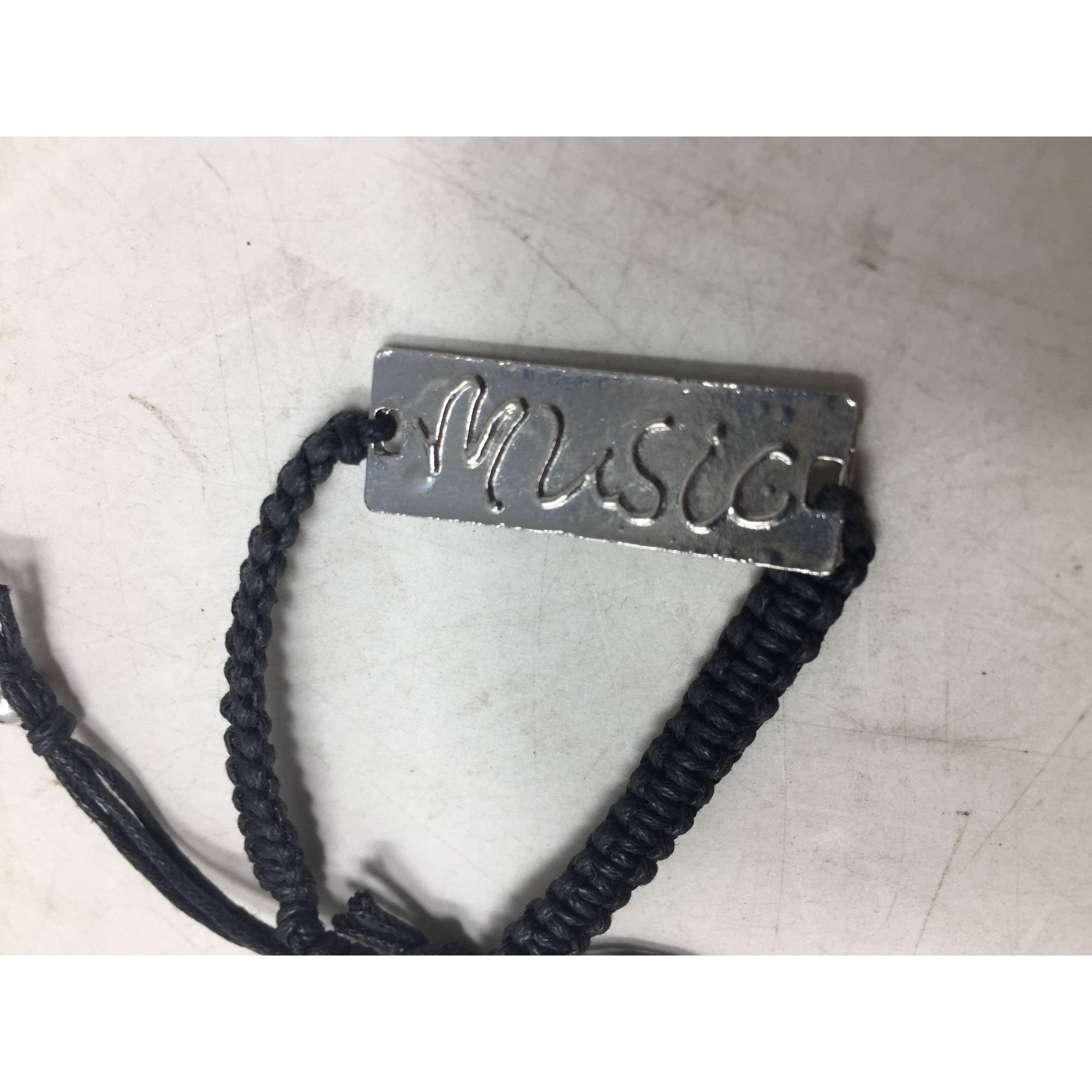 Other Black Bracelet with Silver Tone Pendant that says ''Music'' Size ONE SIZE - 3 Thumbnail