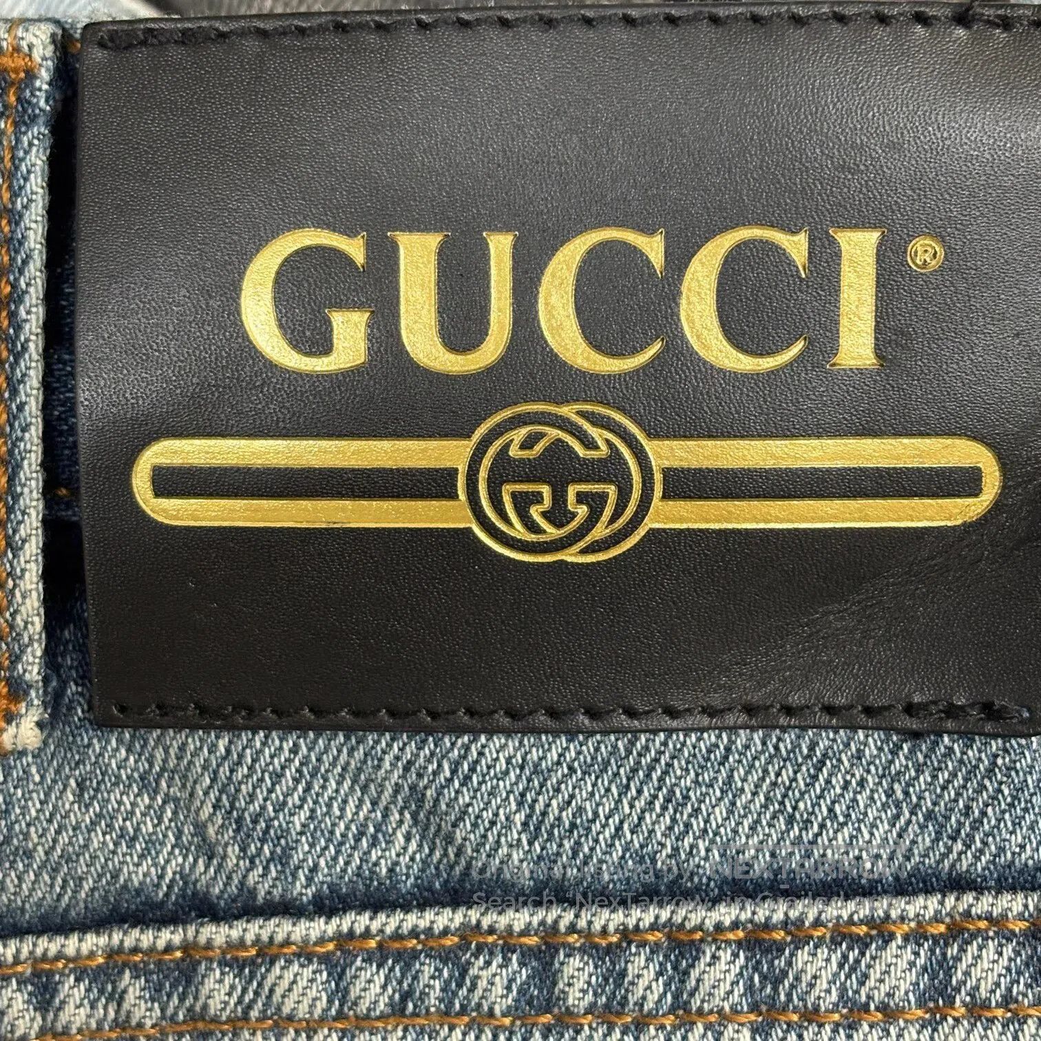 Gucci Guicci Plum Deer Leather Brand Embroidered Logo Washed Jea Size US 36 / EU 52 - 7 Thumbnail