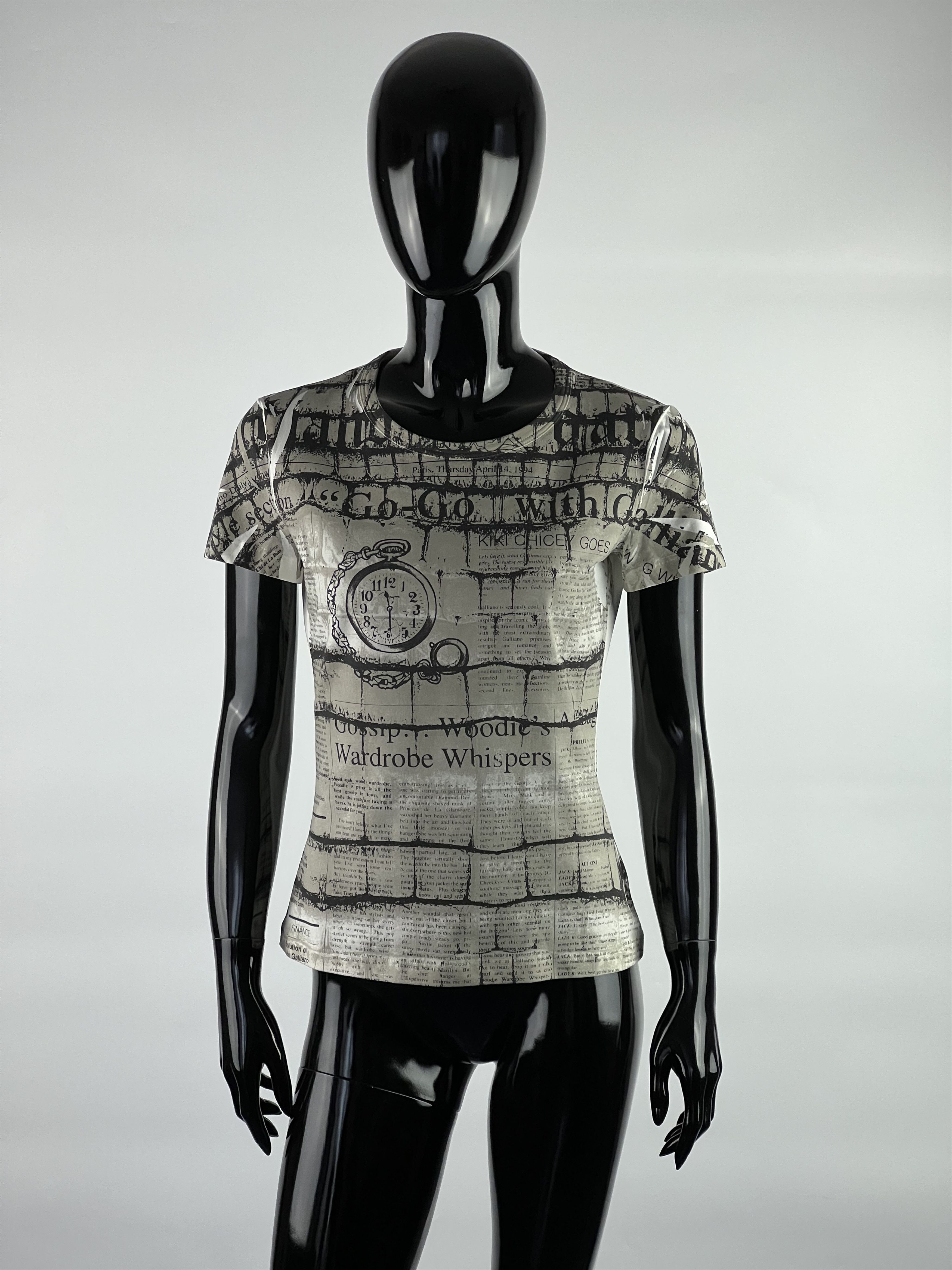 トップス John Galliano newspaper print t-shirt John Galliano Gazette Top Newspaper Print T-shirt Vintage