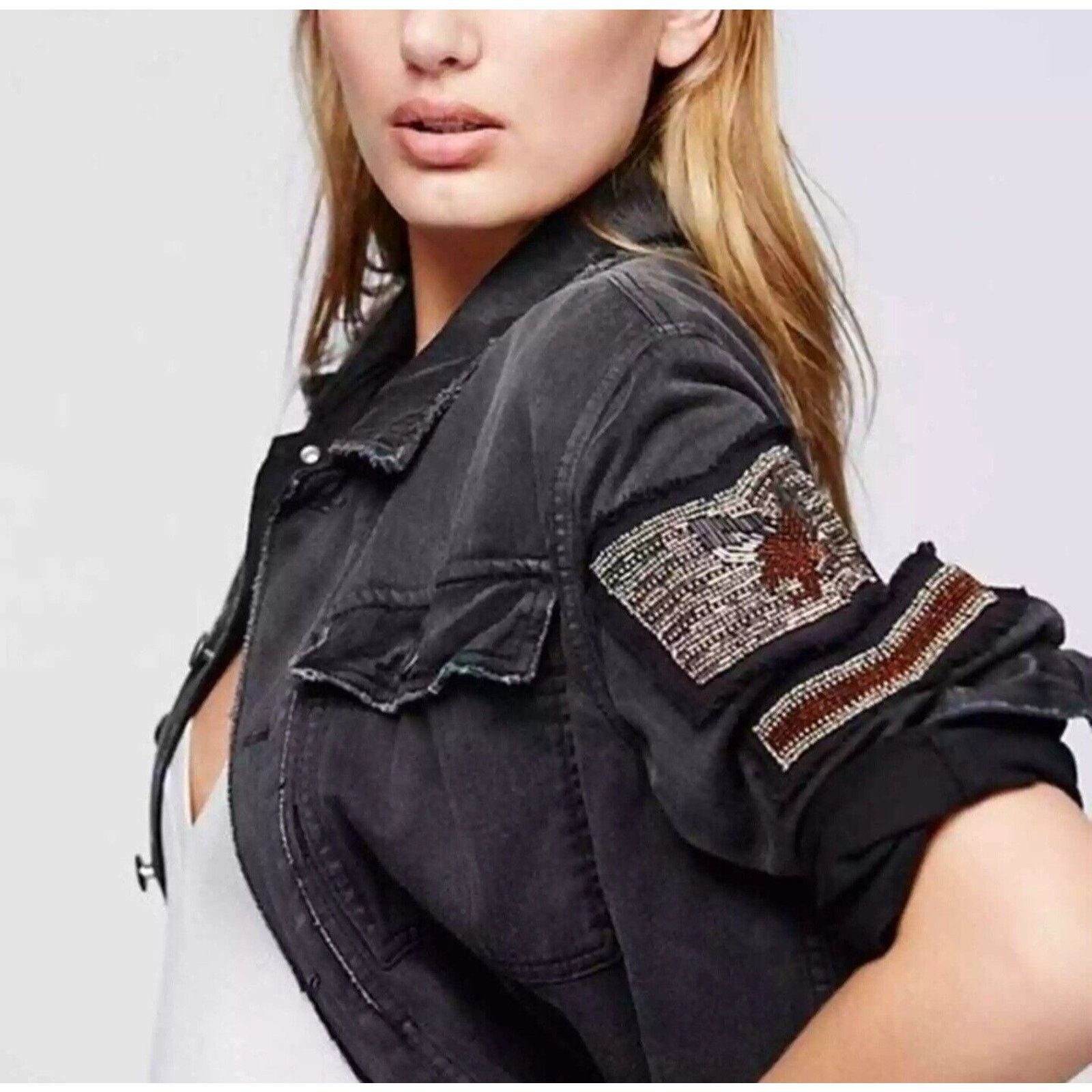 Free People Free People Embellished Military Utilitarian Jacket Eagle Size M / US 6-8 / IT 42-44 - 7 Thumbnail