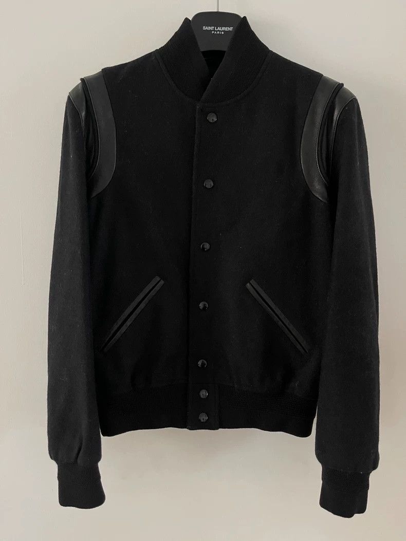 Saint Laurent Paris Saint Laurent Black Wool Baseball Jacket Size US L / EU 52-54 / 3 - 1 Thumbnail