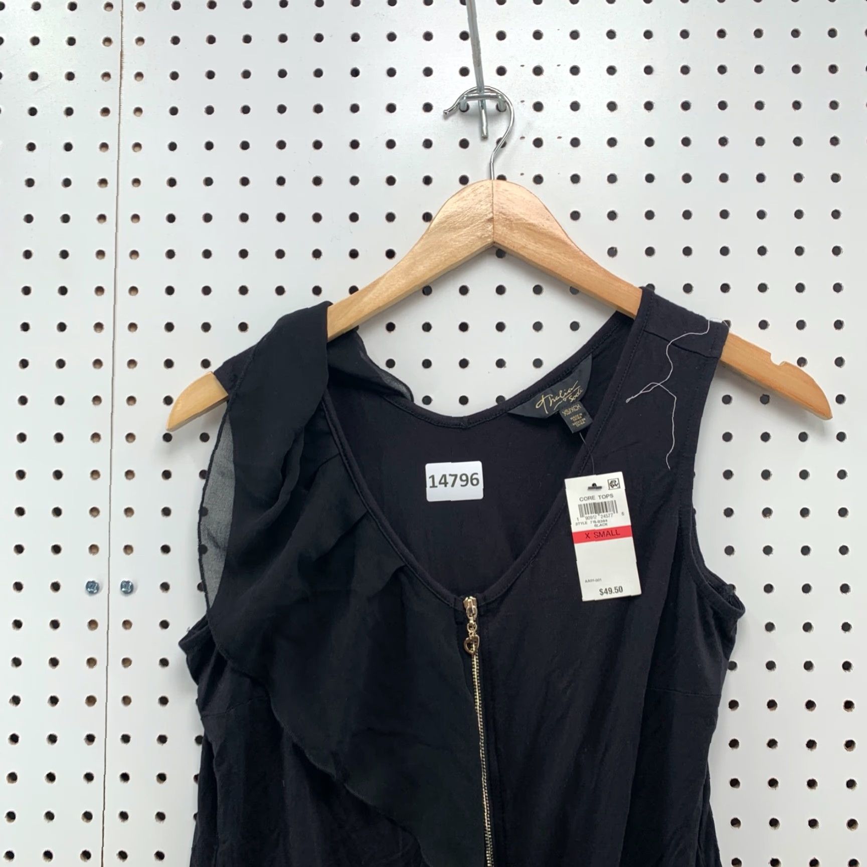 Vintage NEW Thalia Sodi Blouse Womens Sleeveless Front Zipper XS Black Fashion Core Size XS / US 0-2 / IT 36-38 - 3 Thumbnail