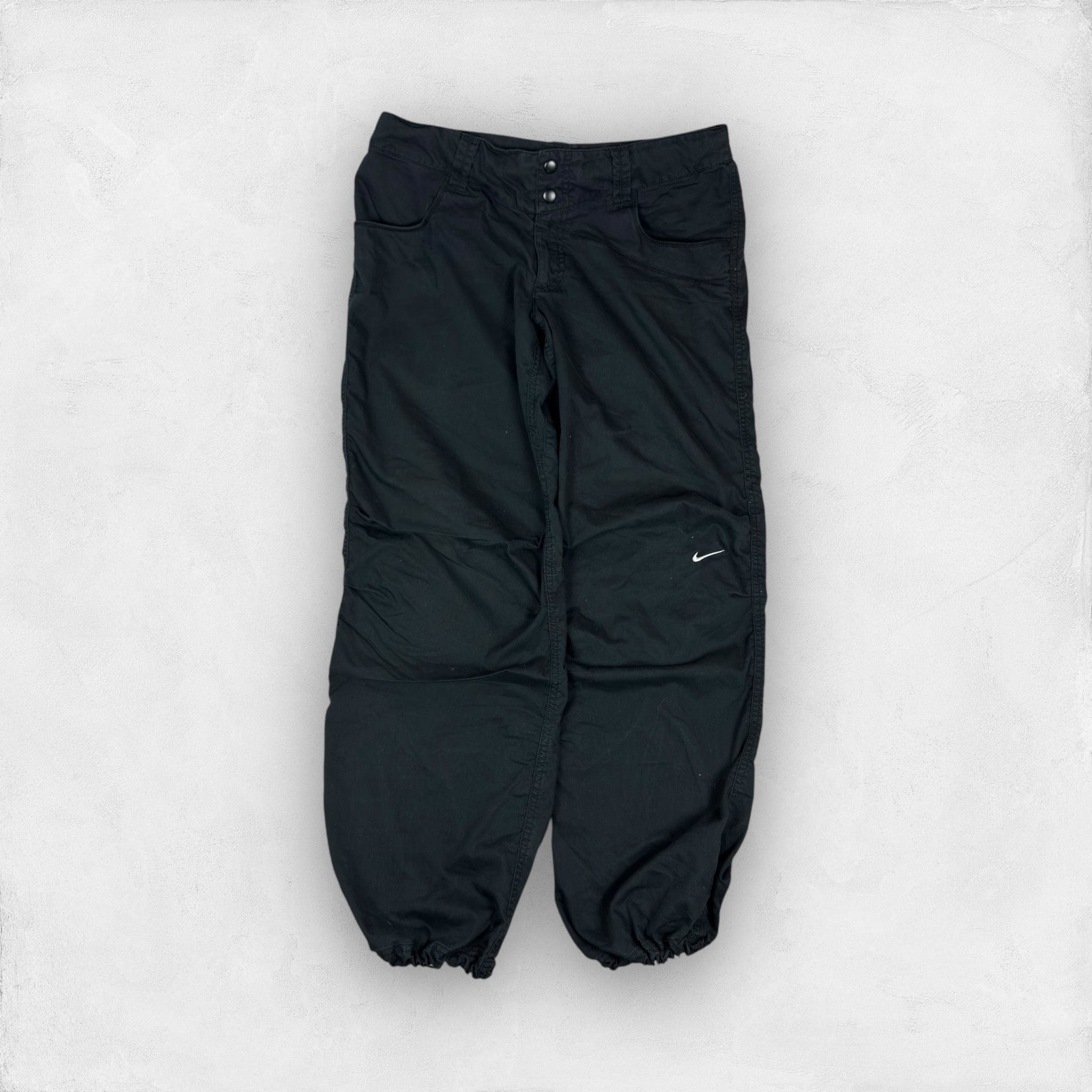 Nike × Vintage Nike Fit Dri Women's Black Swoosh Tapered Leg Track Pant 10 Size 32" / US 10 / IT 46 - 1 Thumbnail