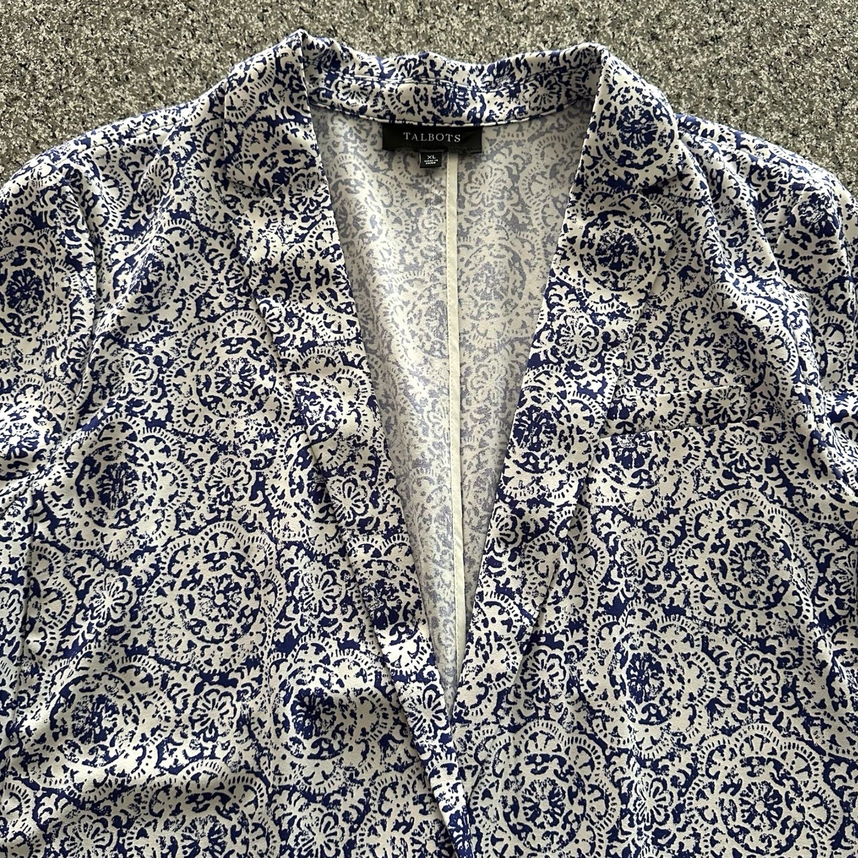 Talbots Talbots Blazer Womens XL Lightweight Blue Paisley Button Size XL / US 12-14 / IT 48-50 - 2 Thumbnail