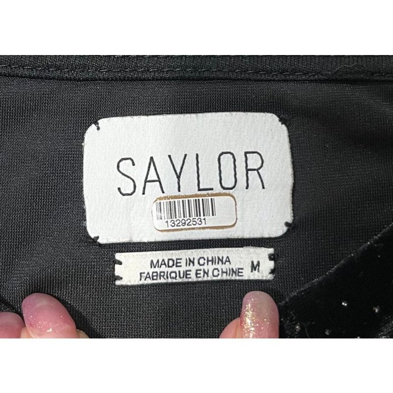 Saylor Saylor Black Long Sleeve Velvet Glitter Elsa Peplum Top M Size M / US 6-8 / IT 42-44 - 8 Thumbnail