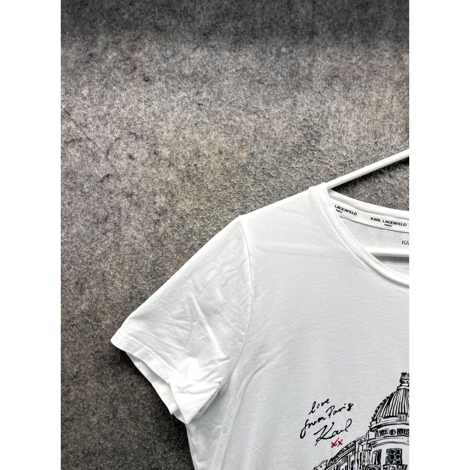 Karl Lagerfeld VINTAGE Karl Lagerfeld Paris Shirt Womens Large White Crew Neck Paris Graphic Top Size L / US 10 / IT 46 - 6 Thumbnail