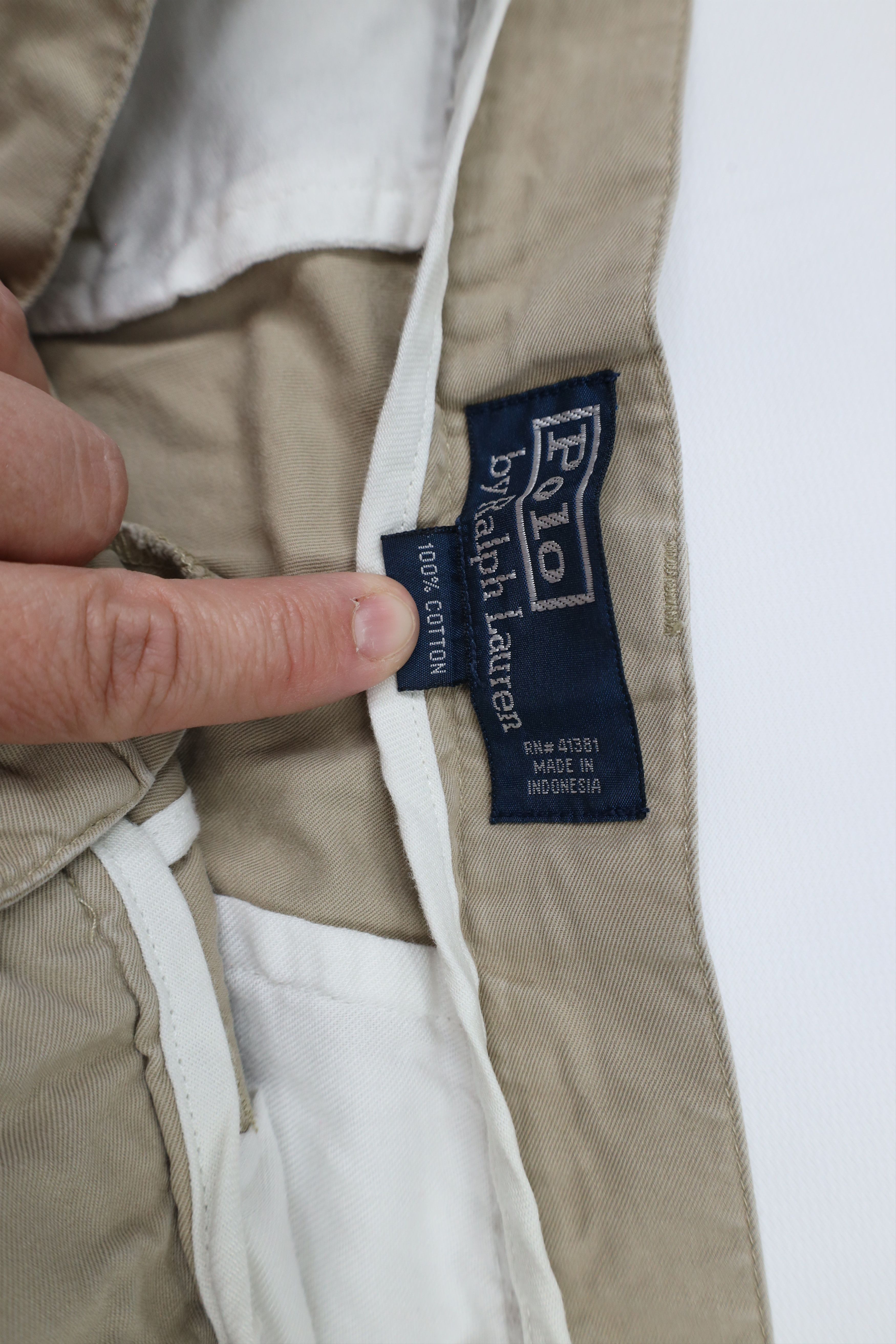 Ralph Lauren × Vintage Vintage 90s Ralph Lauren Knee Cotton Chino Shorts Beige Size US 33 - 6 Thumbnail