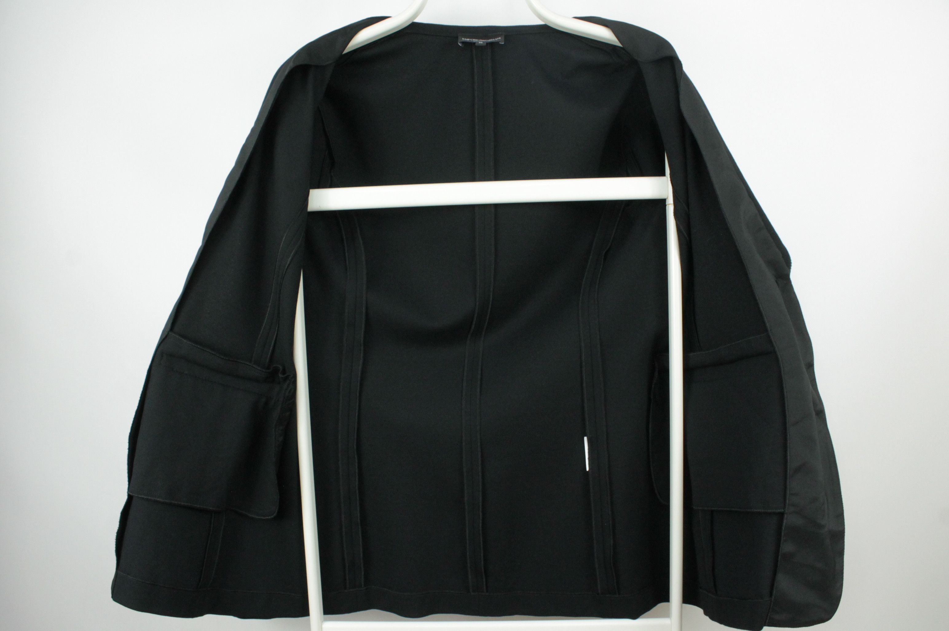 Emporio Armani Emporio Armani Zip-Trim Techno Cady Black Stretch Blazer Size L / US 10 / IT 46 - 11 Thumbnail
