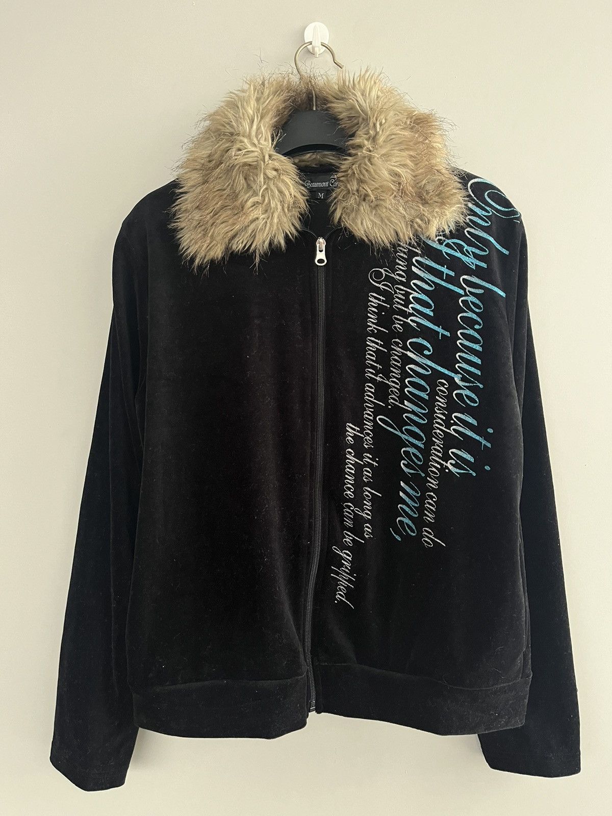 y2k punk grunge velours fur jacket coat
