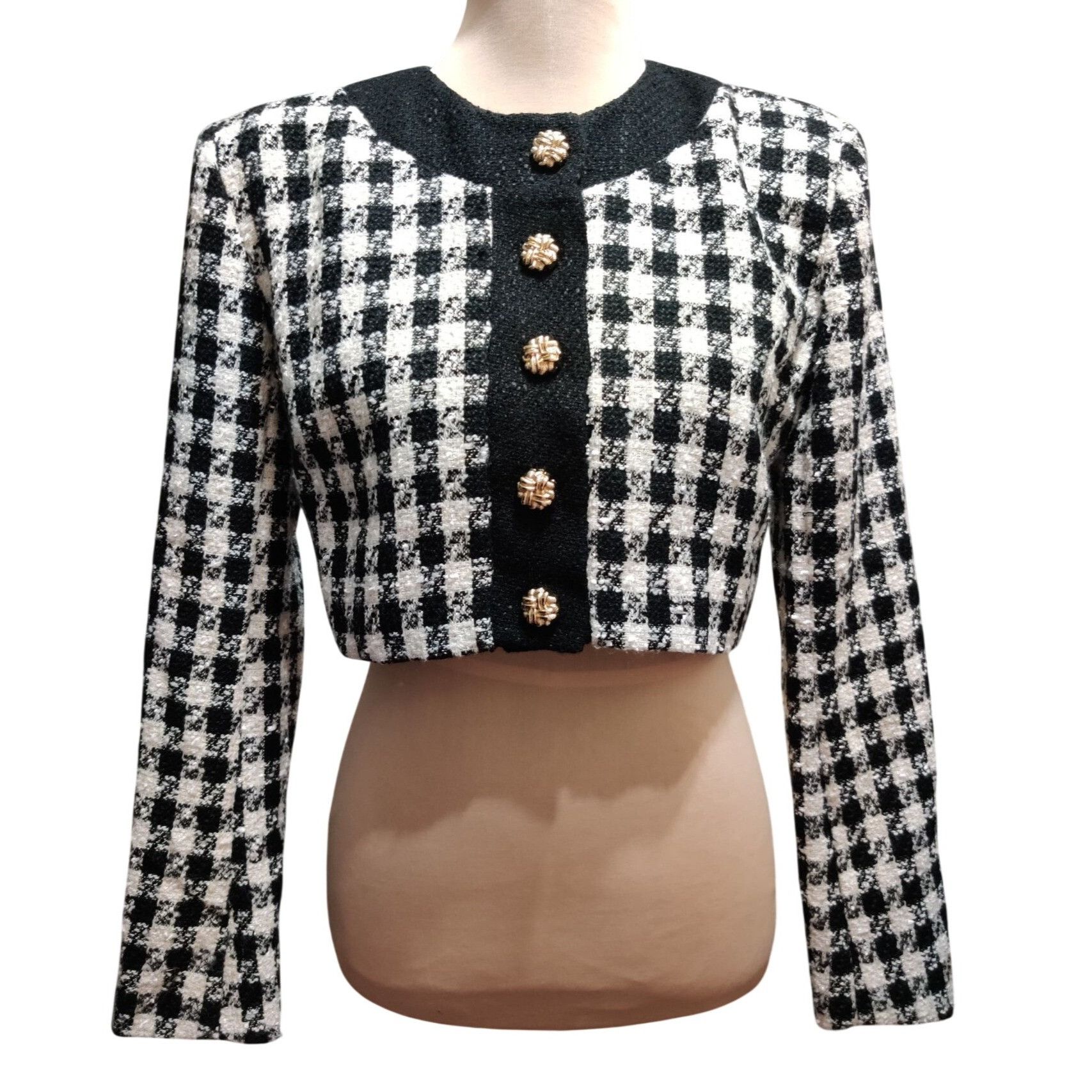 Other Alexia Admor Jacket Size 6 Cropped Tweed Black White Houndst Size M / US 6-8 / IT 42-44 - 1 Thumbnail
