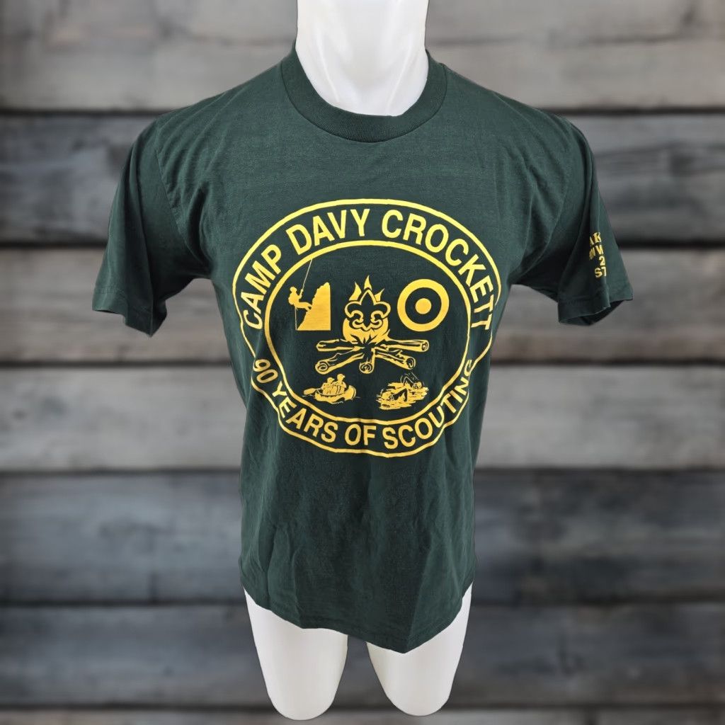 Jerzees VINTAGE Camp Davy Crockett Camp T-Shirt Size Medium BSA Boy Scouts STAFF 2000 Mens Shirt Green 90s Size US M / EU 48-50 / 2 - 1 Thumbnail
