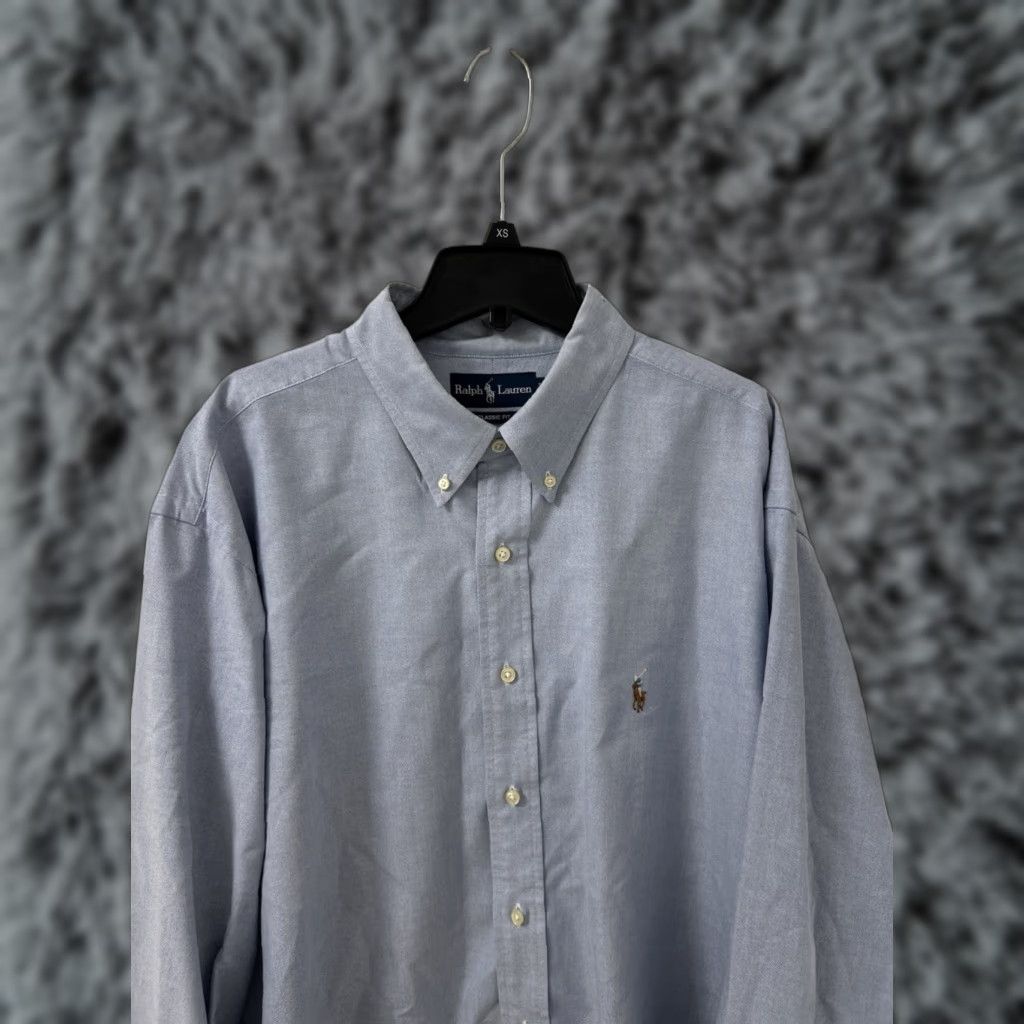 Polo Ralph Lauren VTG Polo Ralph Lauren Shirt Mens 18 Regular Classic Button-Down Long Sleeve Blue Oxford Button-Up Polo Pony Logo Slimming All Seasons Casual Size US XXL / EU 58 / 5 - 1 Thumbnail