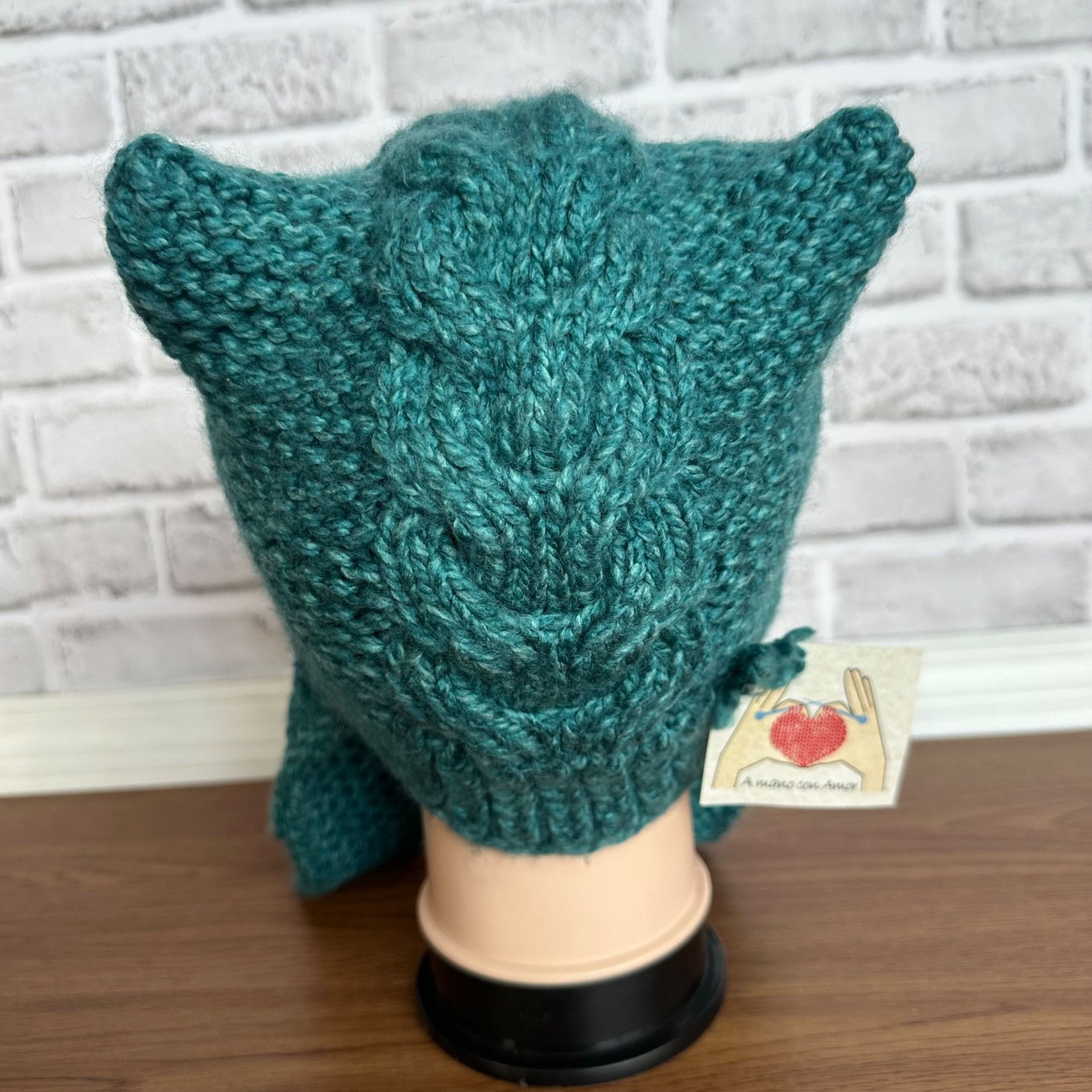 Other ⭐Silky Hand-Knit Teal Blue Cat Ear Earflap Winter Beanie Hat Size ONE SIZE - 4 Thumbnail