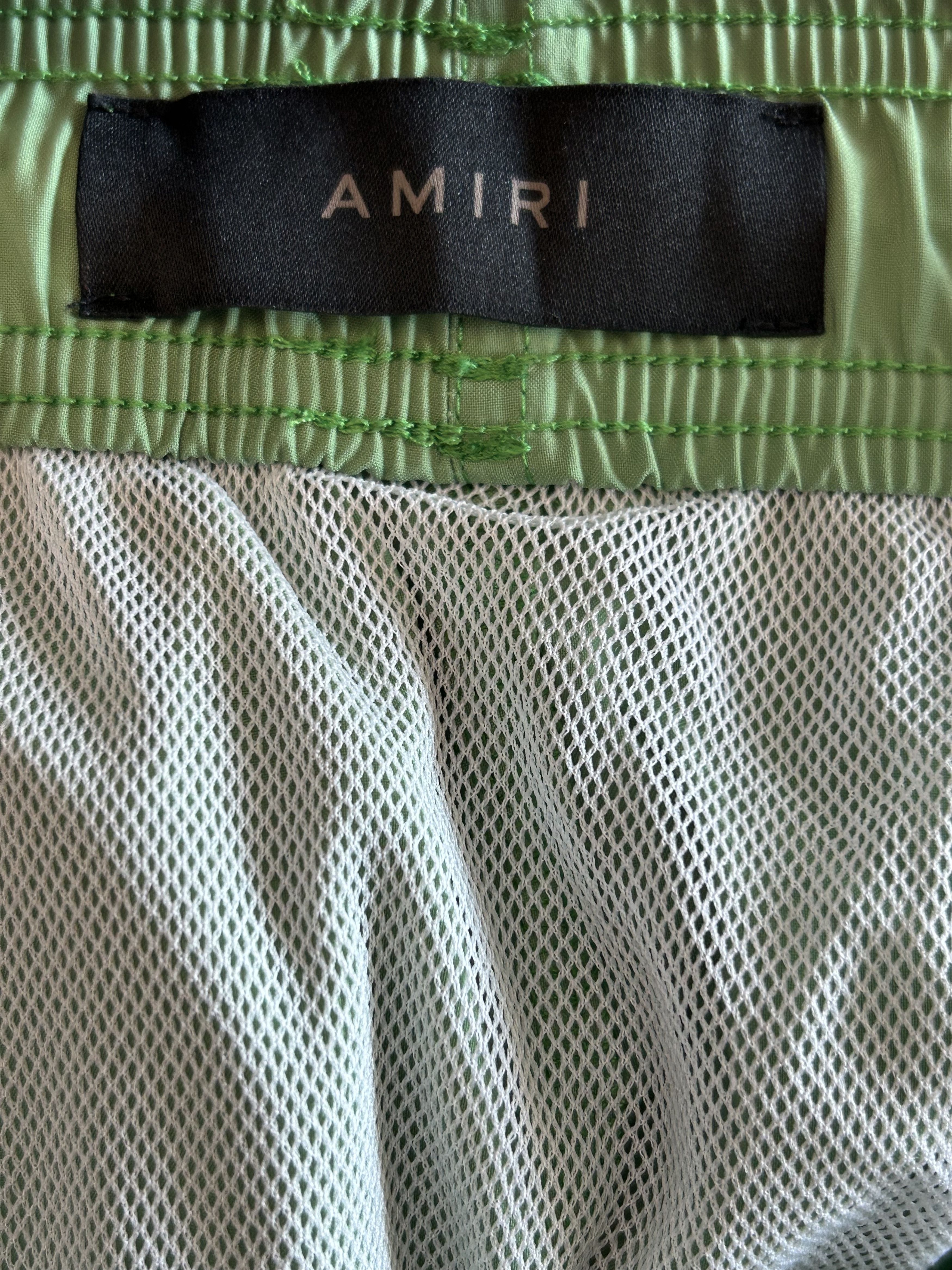 Amiri Amiri Green & White MA Bar Logo Swimshorts Size US 38 / EU 54 - 3 Thumbnail