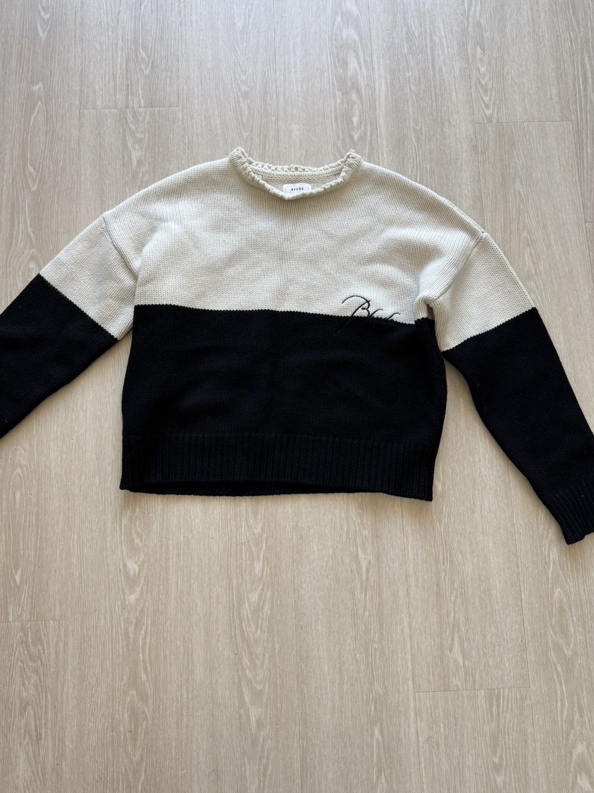 Rhude Black & Off-White Wool Colorblock Turtleneck