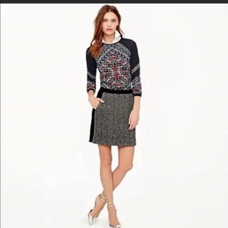 J.Crew J. Crew Black White Herringbone Wool Pencil Straight Skirt 2 Size 26" / US 2 / IT 38 - 1 Thumbnail