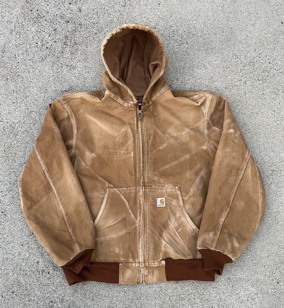 Carhartt Custom Carhartt Jacket Hoodie Sun Faded Distressed Thermal Size US XL / EU 56 / 4 - 14 Thumbnail