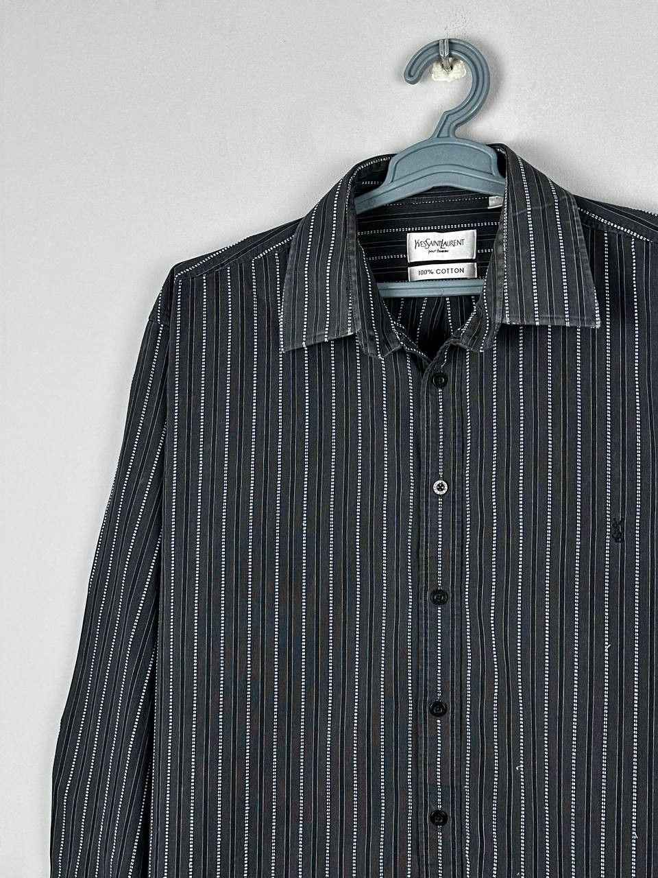Yves Saint Laurent Vintage 90s Yves Saint Laurent Black Striped Shirt Size US XL / EU 56 / 4 - 3 Thumbnail