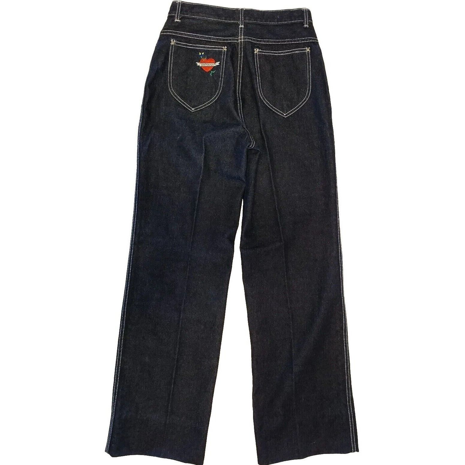 Vintage Vtg Brittania Baggy Jeans Womens 13 High Rise Wide Leg Embro Size 29" - 2 Thumbnail