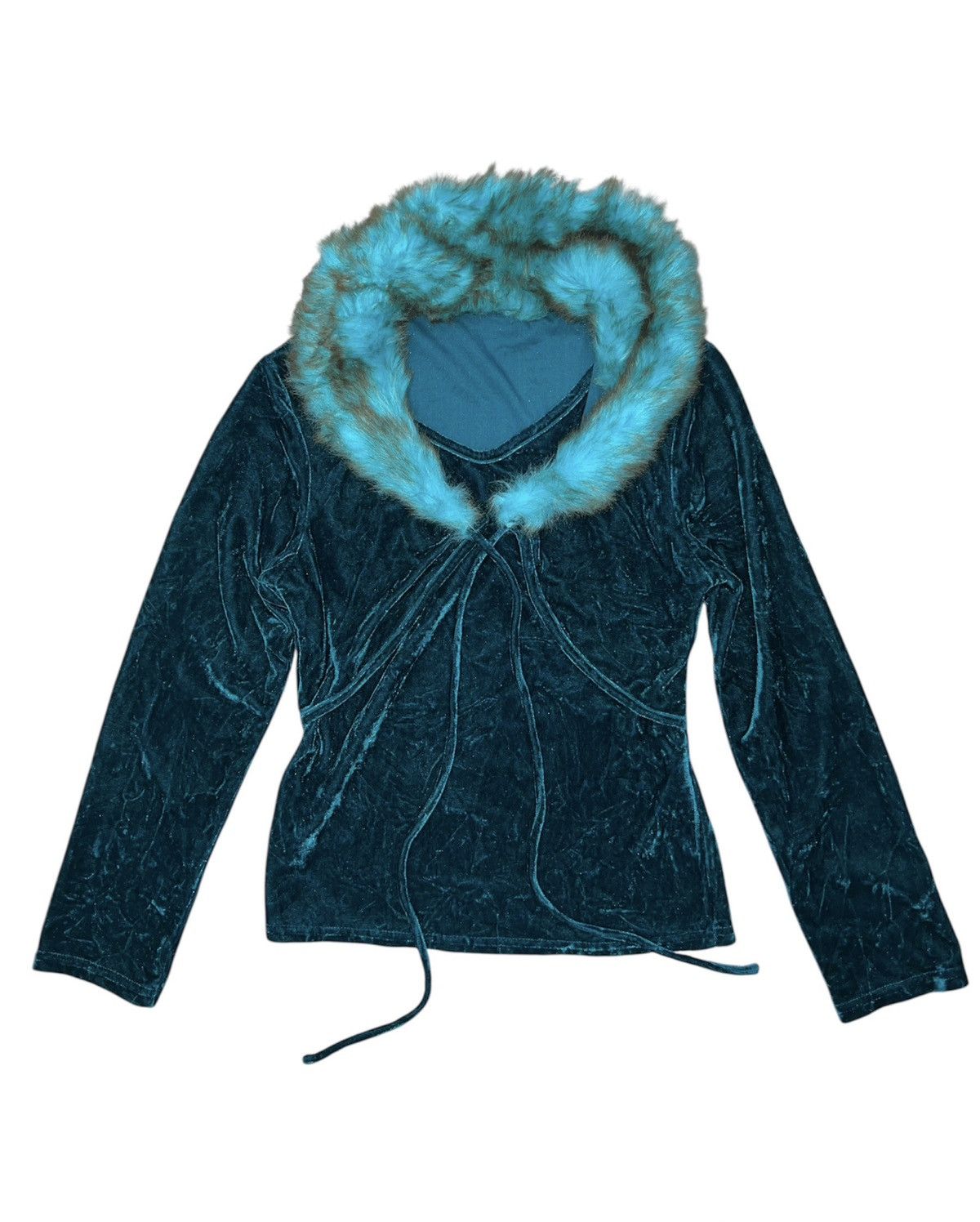 Japanese Brand Slay velvet in teal blue with fur collar 🧝🏻‍♀️🧚🏻 Size M / US 6-8 / IT 42-44 - 6 Thumbnail