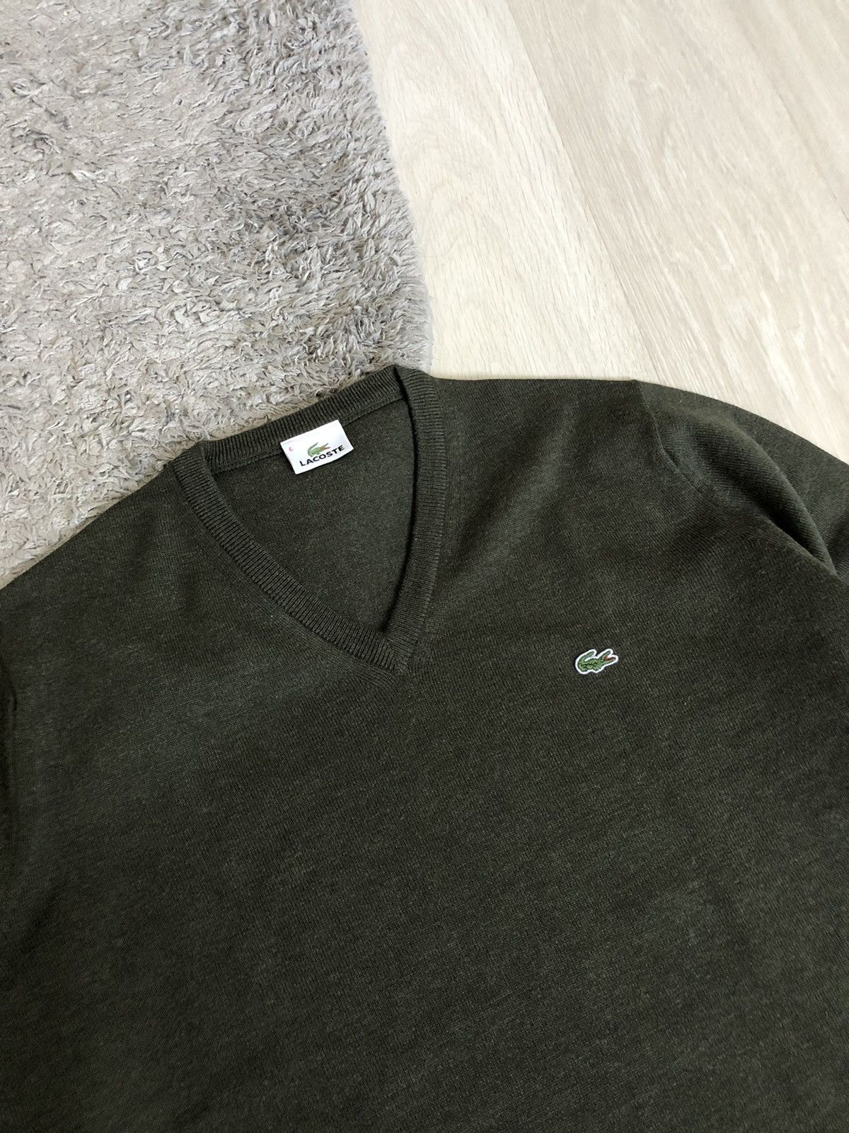 Lacoste × Vintage Vintage Lacoste V Neck Wool Sweater Size US L / EU 52-54 / 3 - 3 Thumbnail