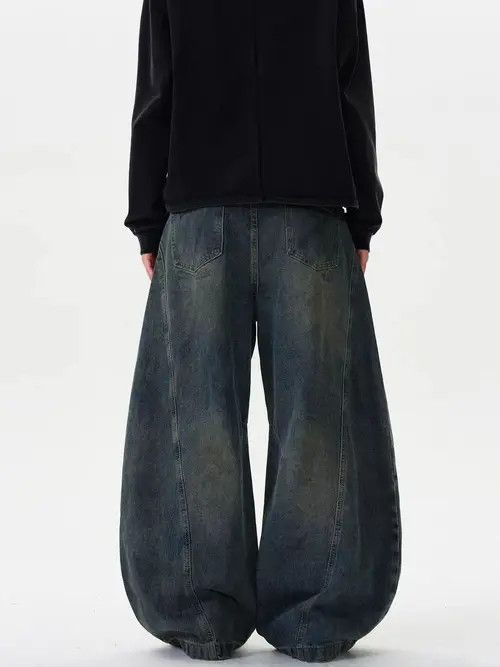 Japanese Brand Vintage deconstructed washed scimitar baggy wide leg jeans Size US 32 / EU 48 - 4 Thumbnail