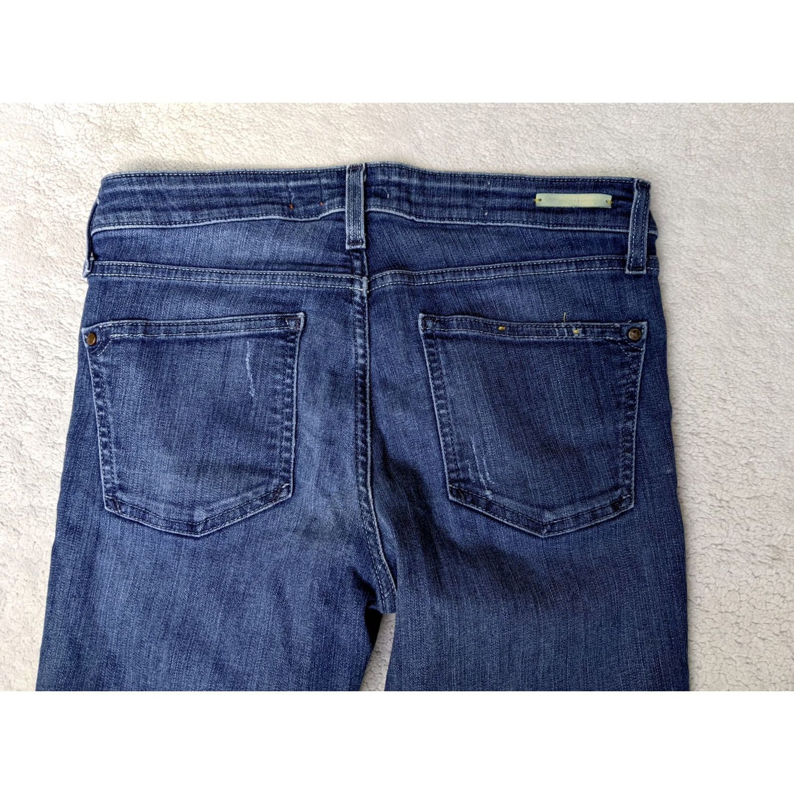 Vintage Pilcro and the letterpress Womens Jeans 28 Slim Skinny Low Rise Distressed Patch Blue Denim - Mens? Women? Size 24" / US 00 / IT 34 - 7 Thumbnail