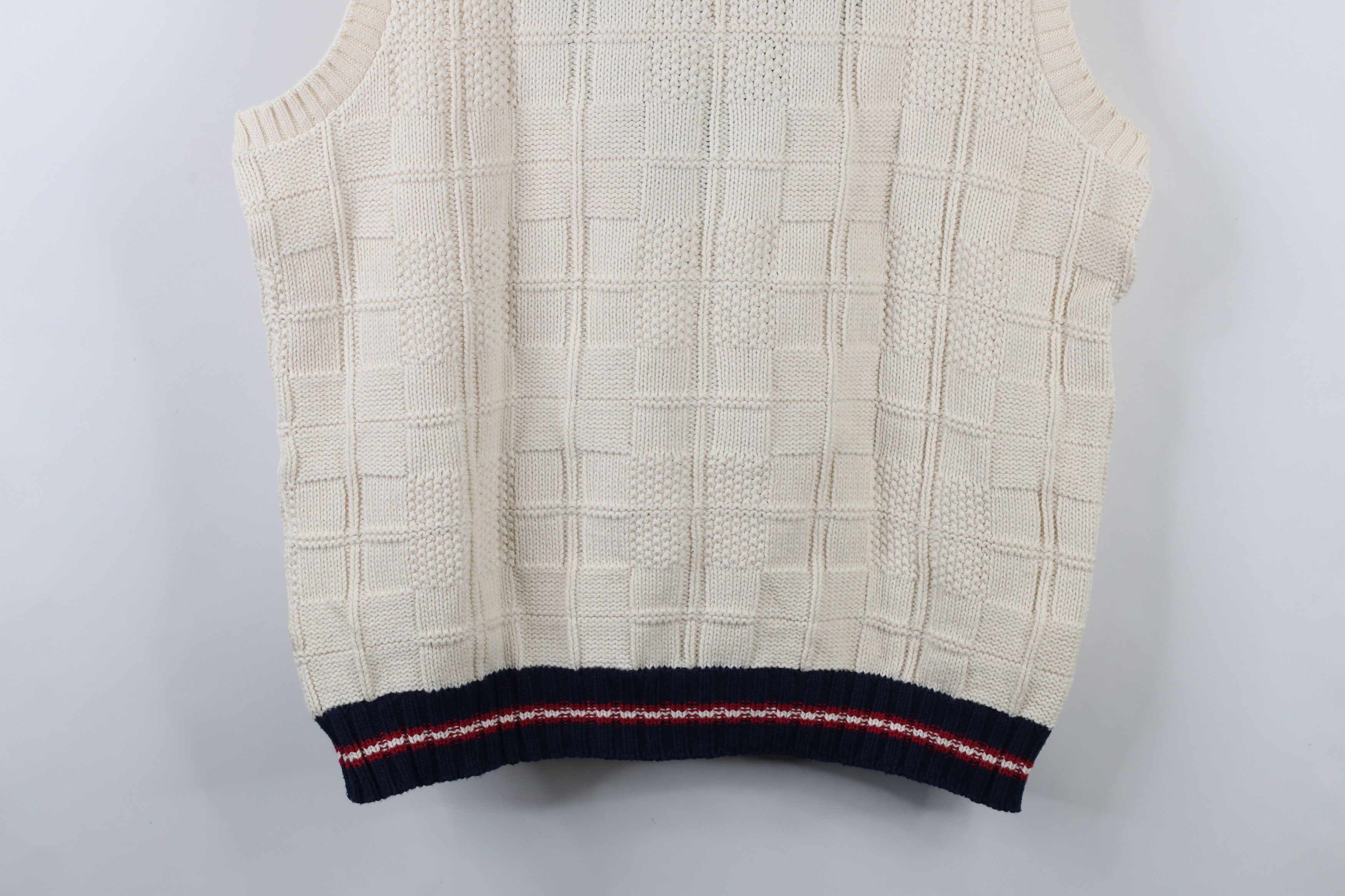 Lands' End × Vintage Vintage 90s Lands End Cotton Knit V-Neck Sweater Vest USA Size US L / EU 52-54 / 3 - 9 Thumbnail