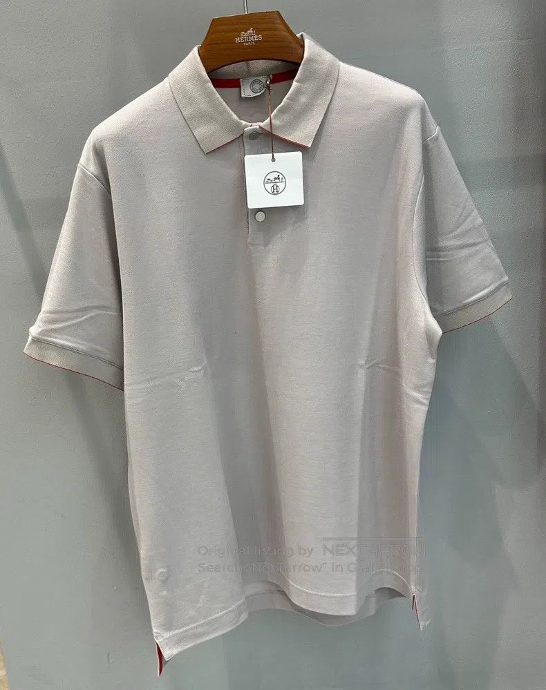 Hermes Hermes Polo men's equestrian series short-sleeve, stone gr Size US XL / EU 56 / 4 - 1 Thumbnail