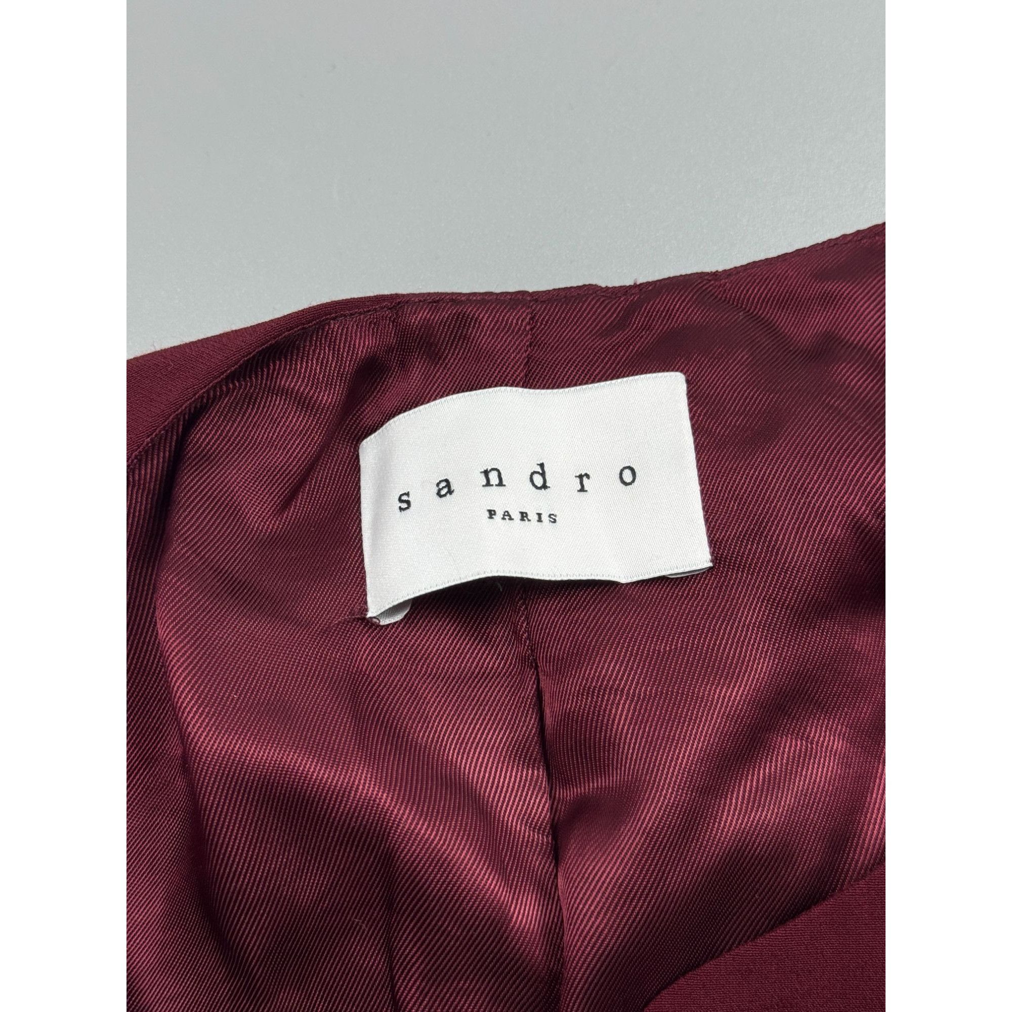 Sandro Sandro Paris Collarless Burgundy Viscose Blazer (Y1181) Size S / US 4 / IT 40 - 5 Thumbnail