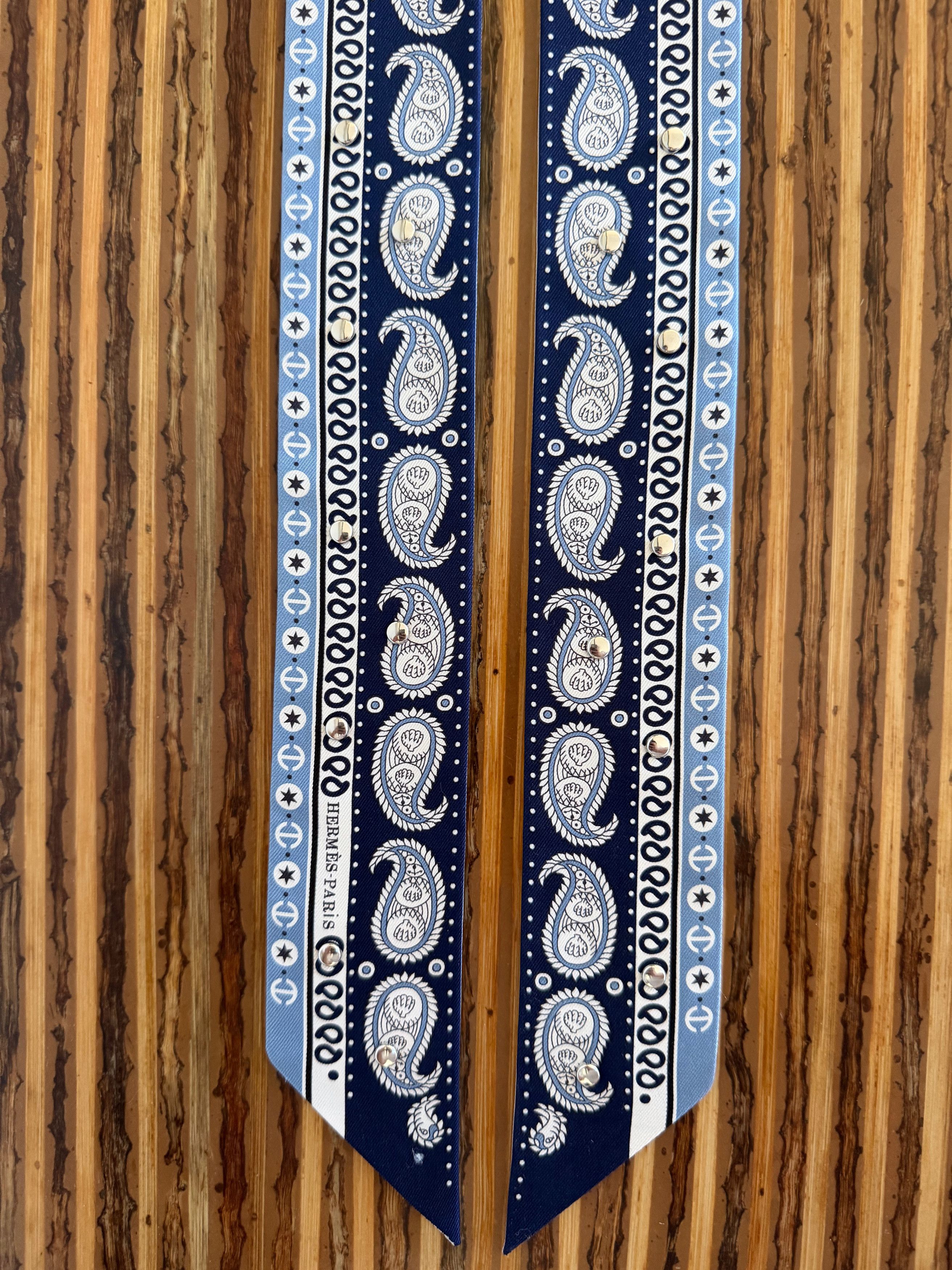Hermes Scarf Twilly Tatouages Marins Bandana Studded Silk Jean Size ONE SIZE - 14 Thumbnail