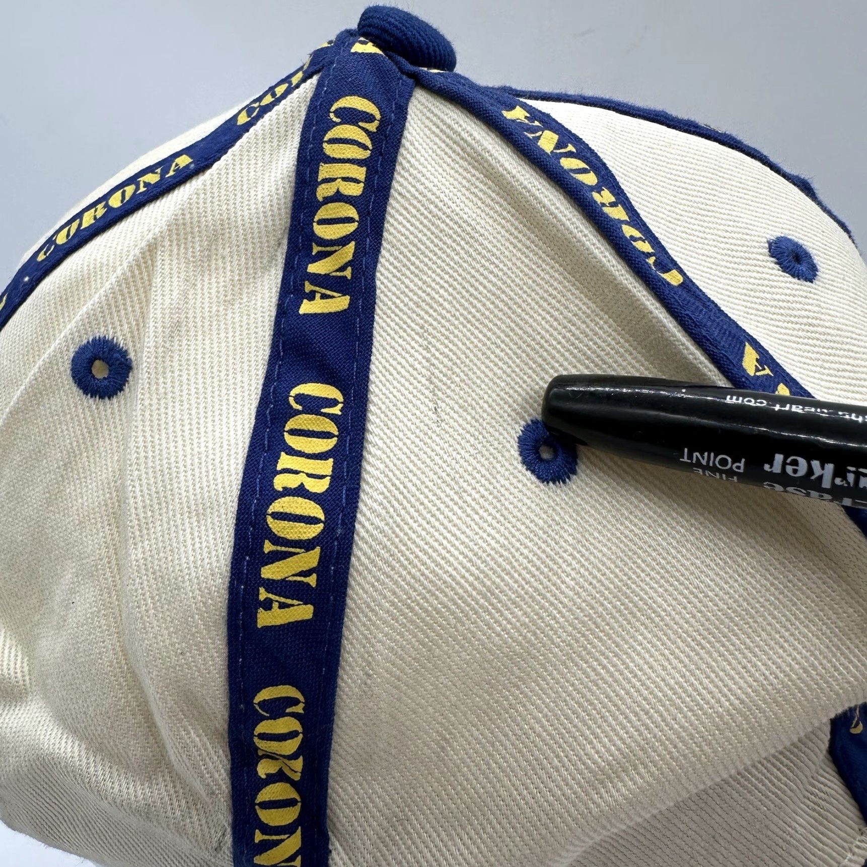 Logo 7 Corona Extra Sturgis Biker Hat Blue Beige Strapback Cap Logo Embroidered Size ONE SIZE - 4 Thumbnail