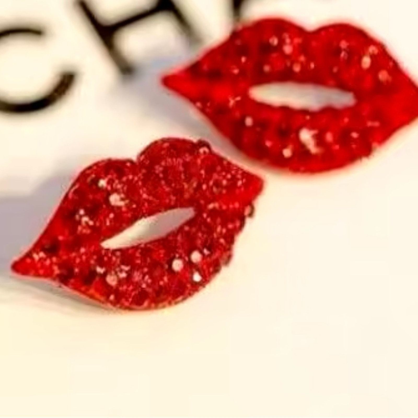 Other Red Lips Crystal Stud Earrings Size ONE SIZE - 1 Thumbnail