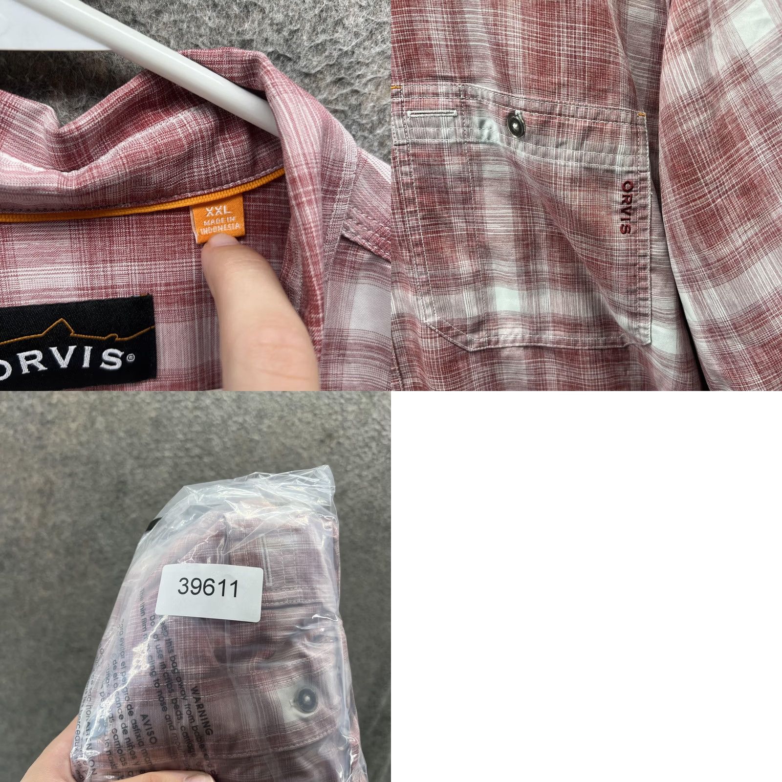 Orvis Orvis Shirt Mens 2XL Red Plaid Polyester Long Sleeve Snap Front Pockets Casual Size US XXL / EU 58 / 5 - 8 Thumbnail