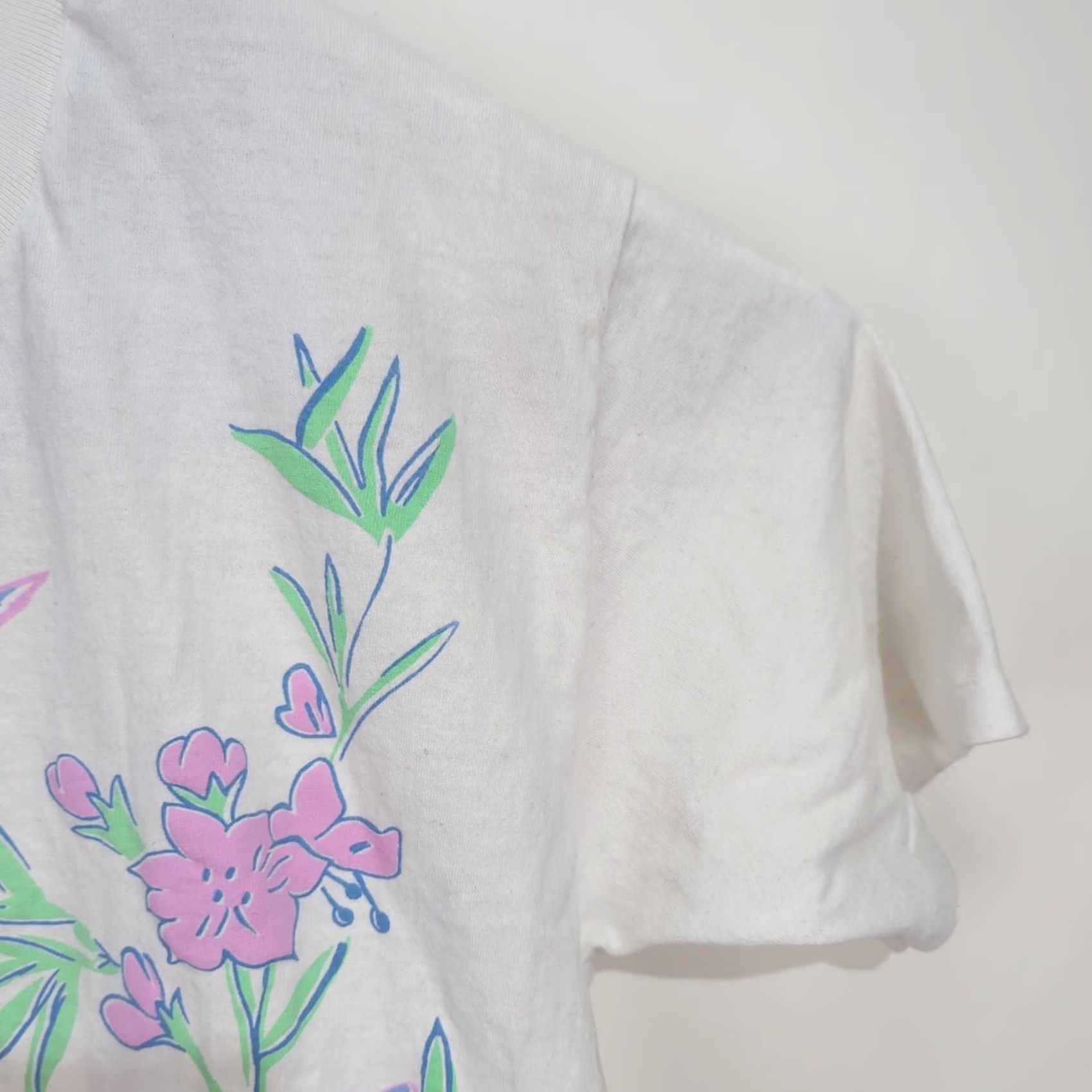 Vintage VINTAGE Sloppy Joes T-Shirt Shirt L White Floral Art Bird Print 1990s Womens Mens Girls Boys (adjusted) Size L / US 10 / IT 46 - 6 Thumbnail