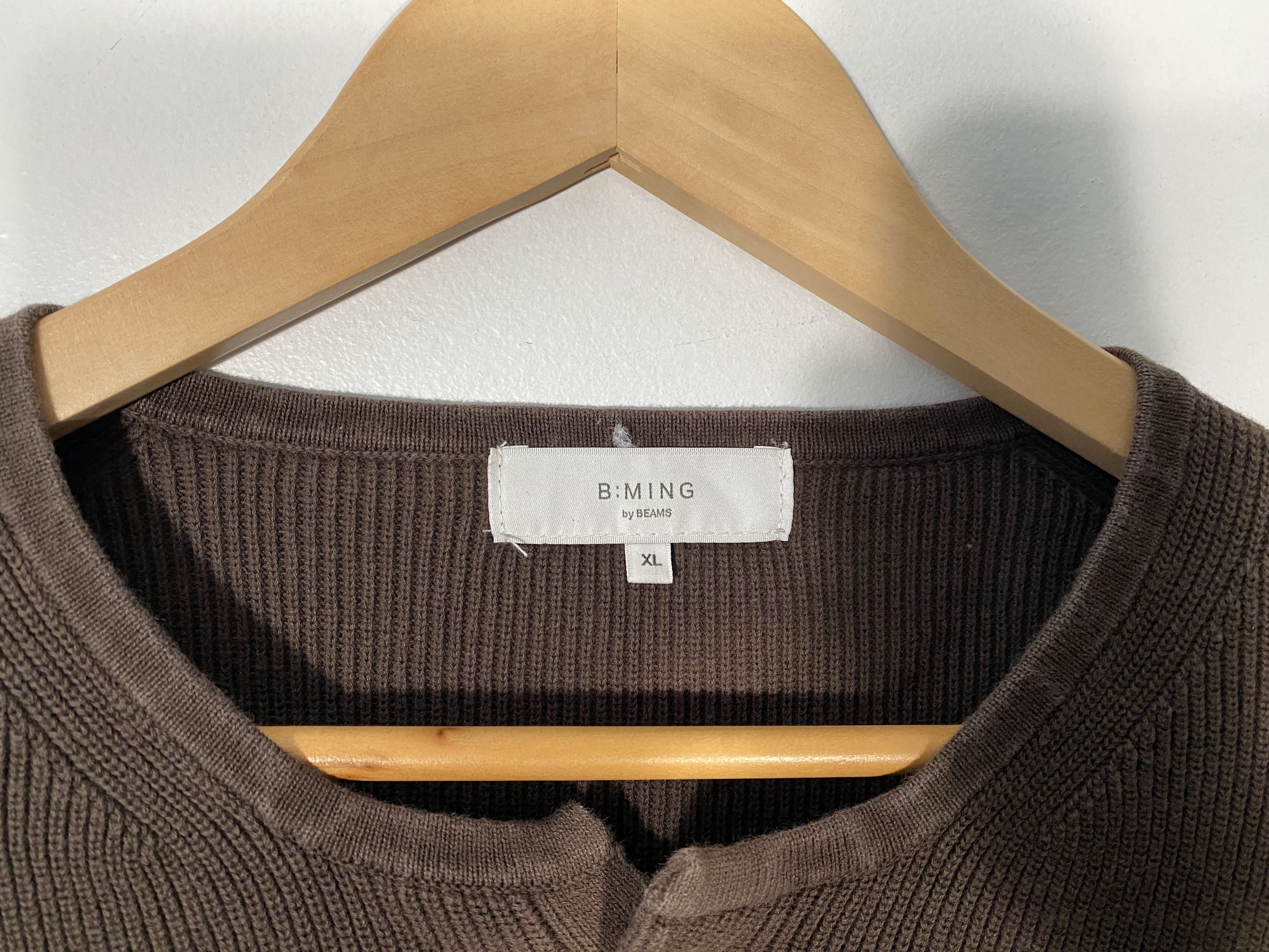 Beams Plus B Ming by BEAMS Heavy Knit Henley Shirt Brown Size US XL / EU 56 / 4 - 3 Thumbnail
