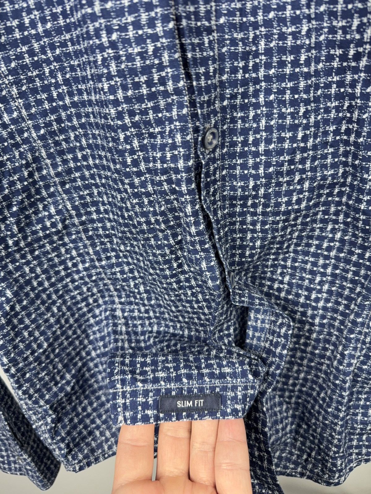 Armani Luxury Armani Jeans AJ SlimTextured Blue Button Up Shirt Size US M / EU 48-50 / 2 - 8 Thumbnail