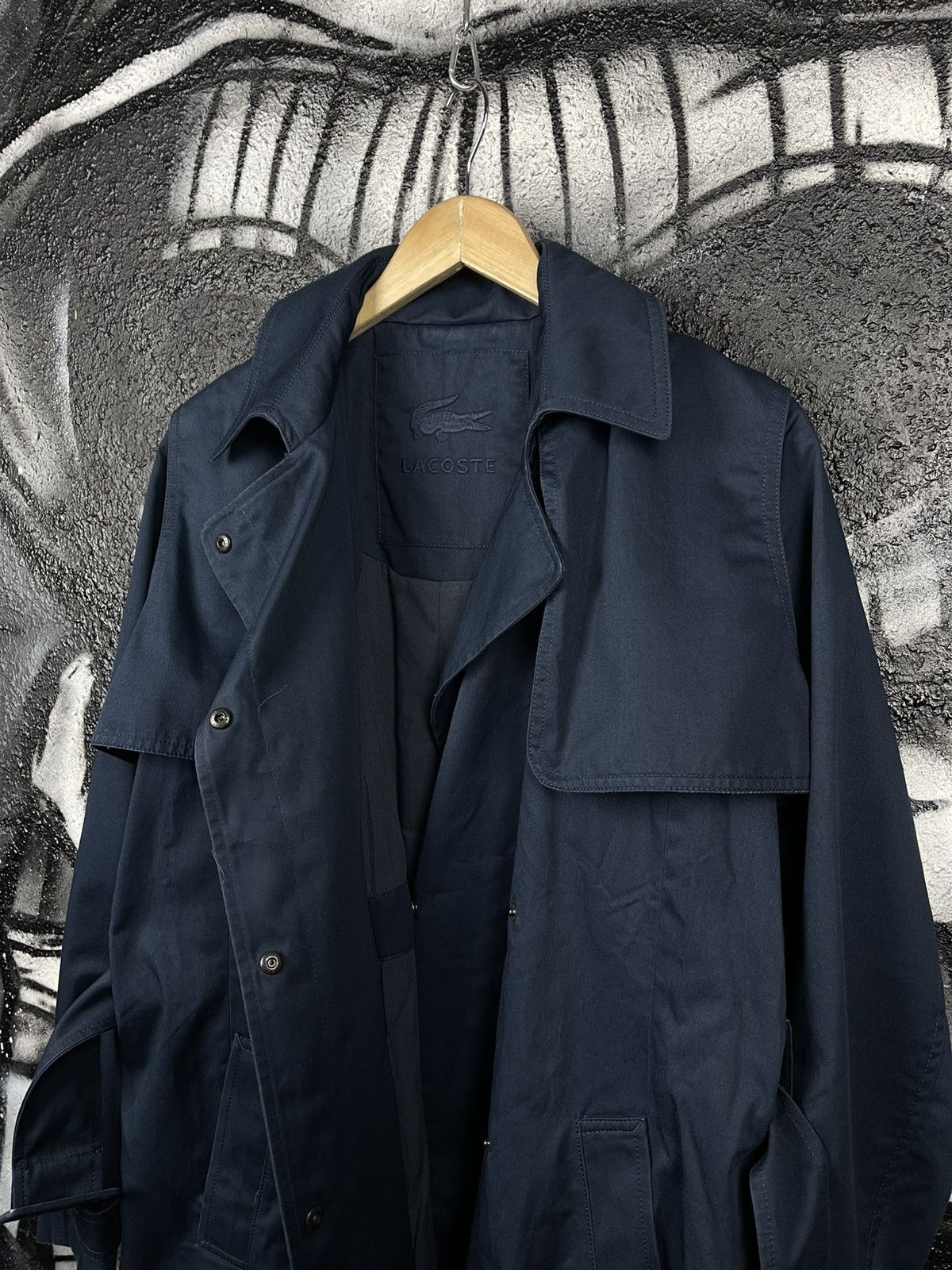 Lacoste Vintage Lacoste Dark Blue Casual Luxury Trench Coat Women’s Size L / US 10 / IT 46 - 8 Thumbnail