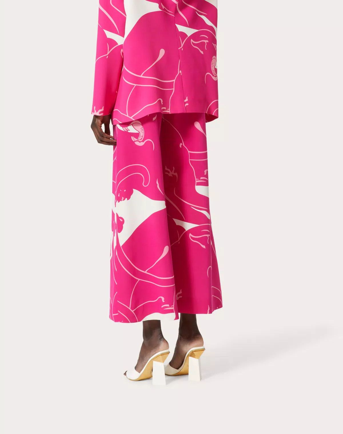 Valentino o1s1wg110625 Cady Panther Trousers in Pink Size 30" / US 8 / IT 44 - 4 Thumbnail