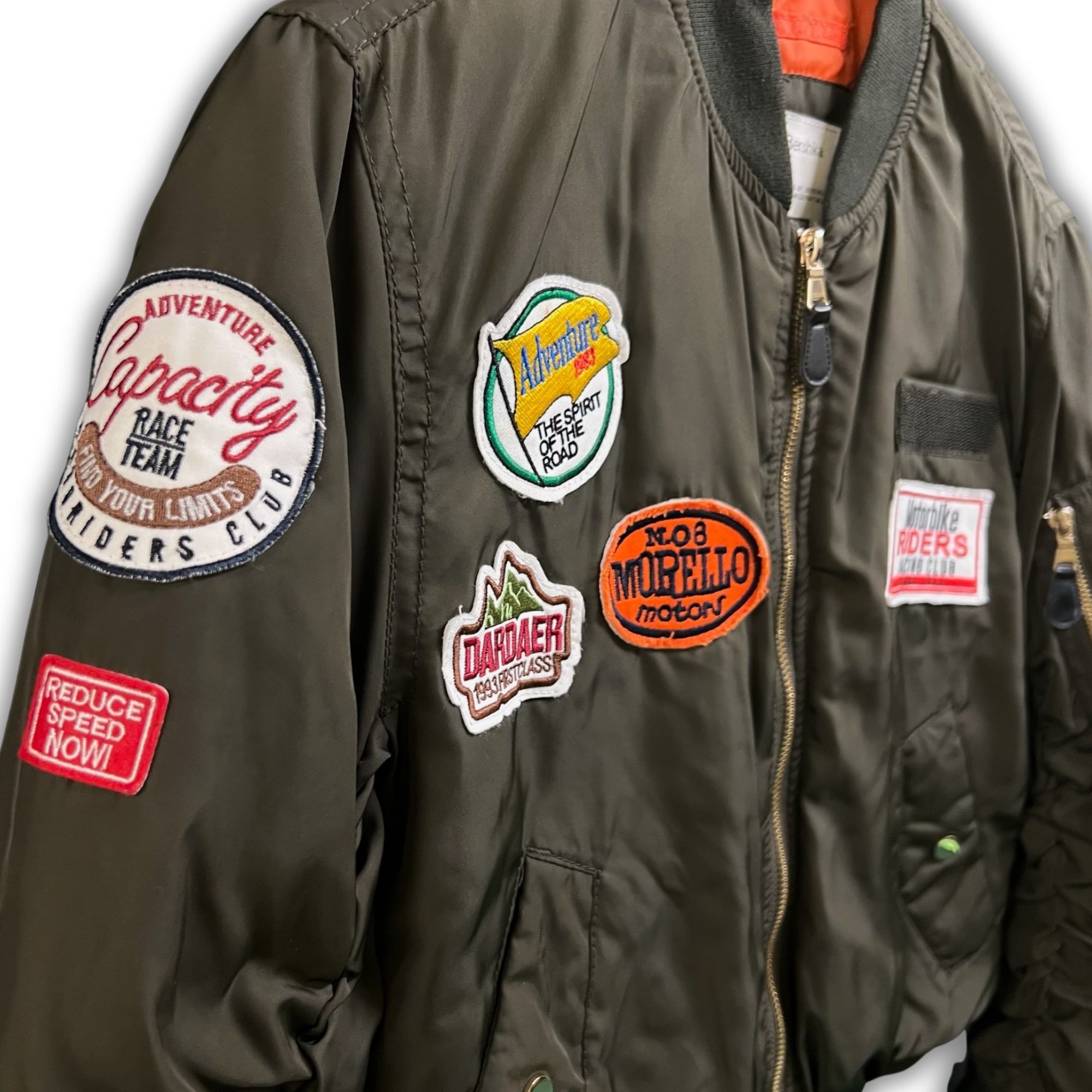 Bershka Dark Green Bershka Bomber Jacket W/ Adventure & Motorbike Ri Size US S / EU 44-46 / 1 - 5 Thumbnail