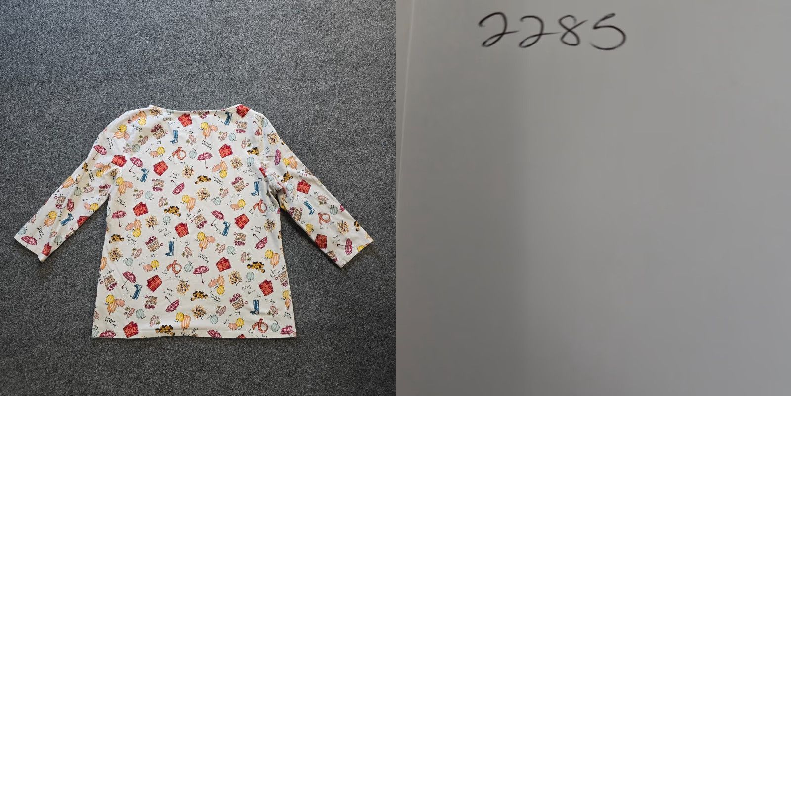 Talbots Talbots Top Womens Large White Pumpkins Fall Boat Neck 3/4 Sleeve Stretch Casual Shirt Ladies L White Pumpkin Geometric Knit Cotton Vintage: No Size L / US 10 / IT 46 - 8 Thumbnail